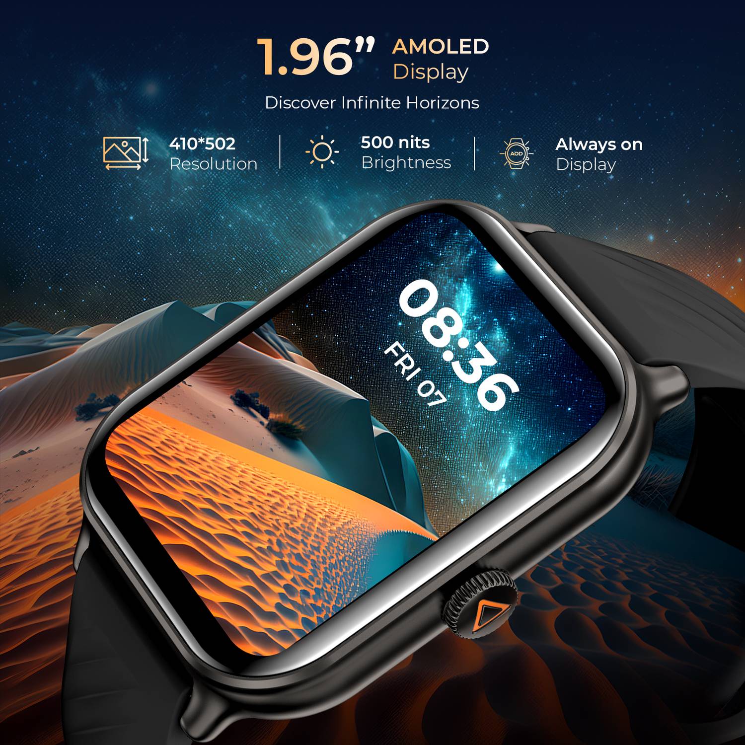 beatXP Unbound Nova 1.96" AMOLED Bluetooth Smartwatch - Image 2