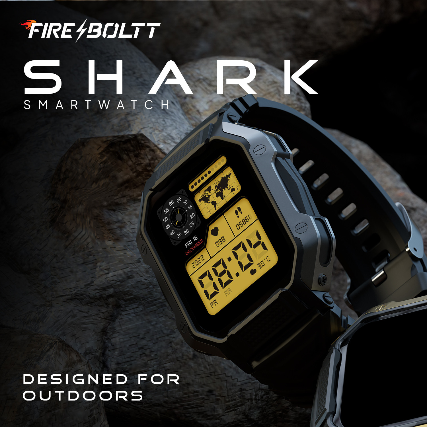 Image of Fire-Boltt Shark 46.5mm (1.83) Smartwatch with Rugged Outdoor Design, Bluetooth Calling Smartwatch