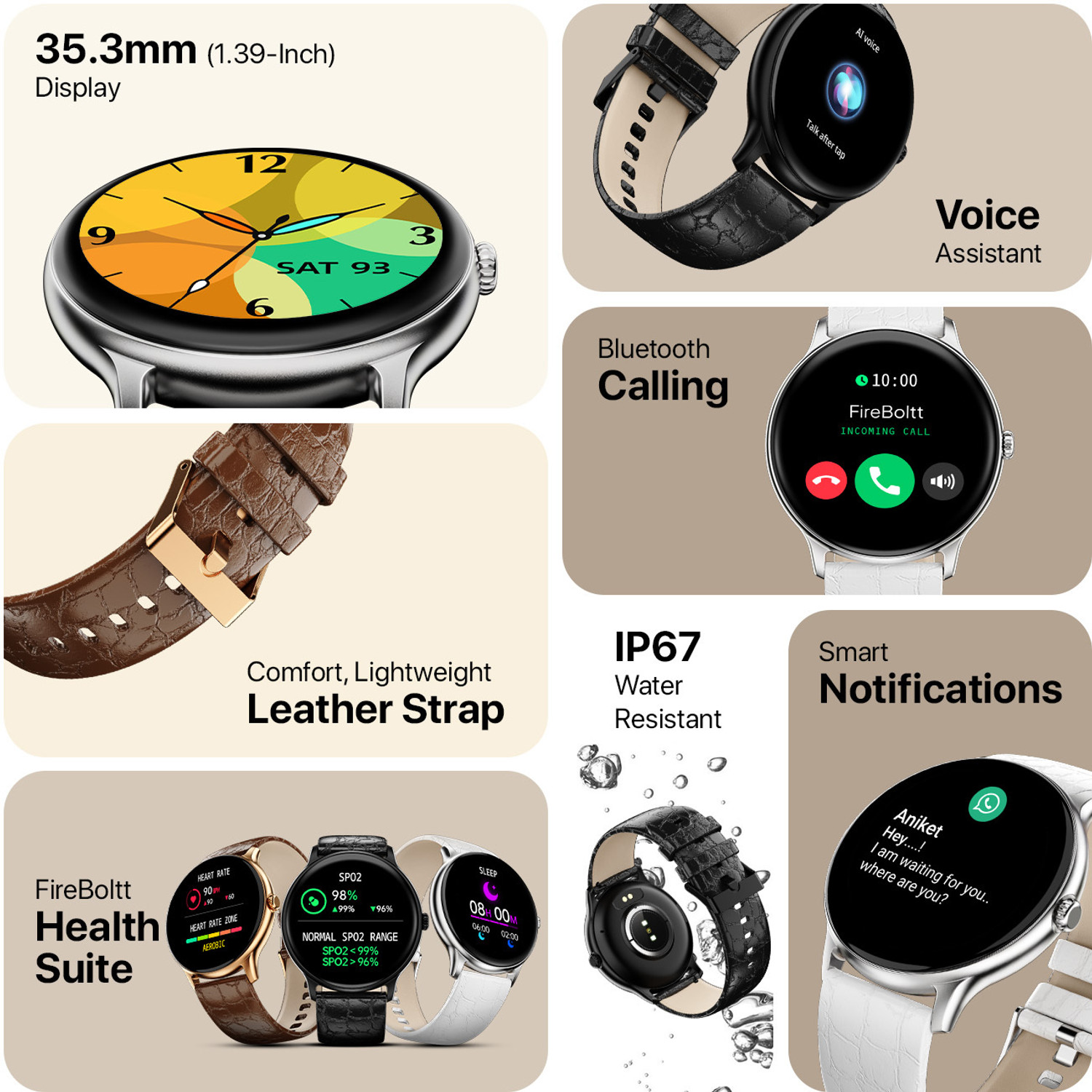 Image of Fire-Boltt Ninja Talk 35.3mm (1.39) Round Bluetooth Calling Metal Body,120 Sports Modes Smartwatch