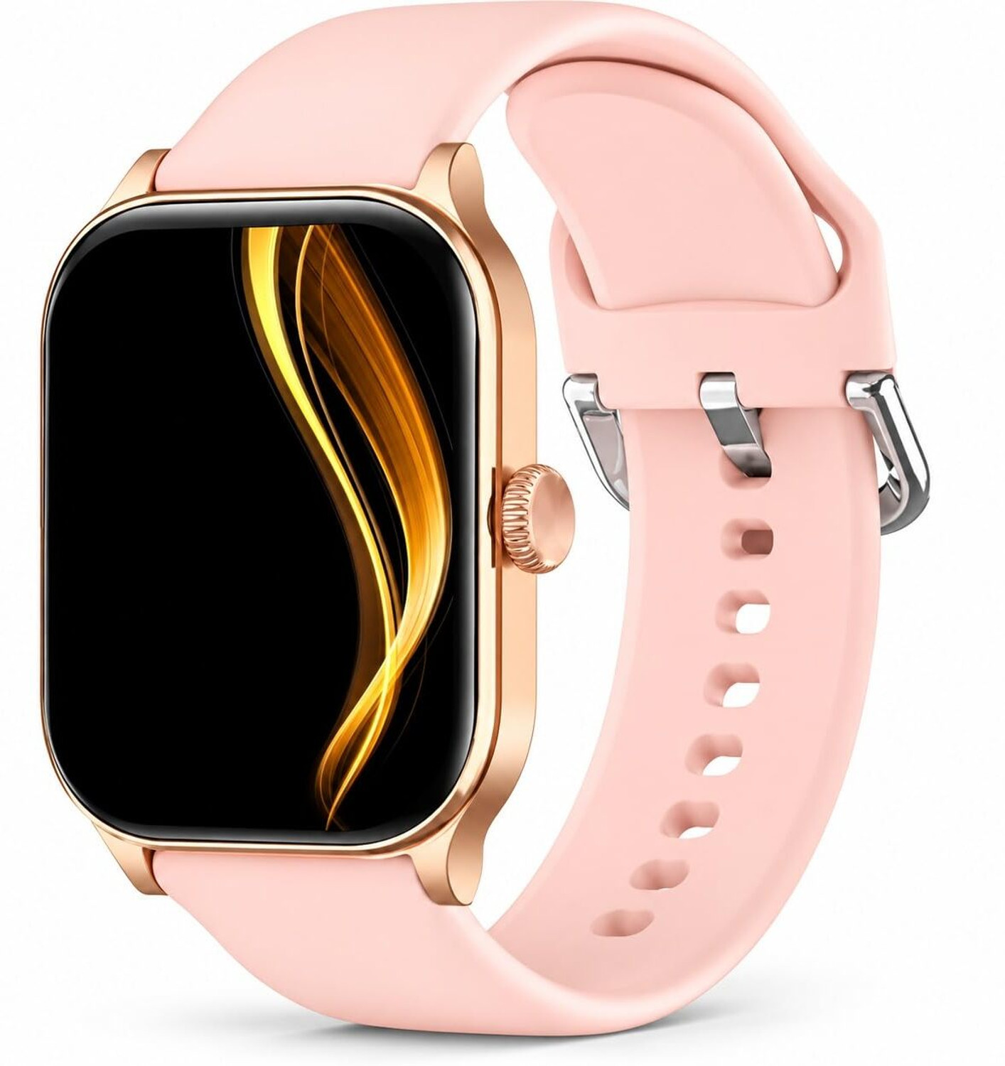 Image of Zenostyle Rectangular Touchscreen Smart Watch with Adjustable Strap for Men & Women Smartwatch (Pink Strap, Adjustable Strap size)