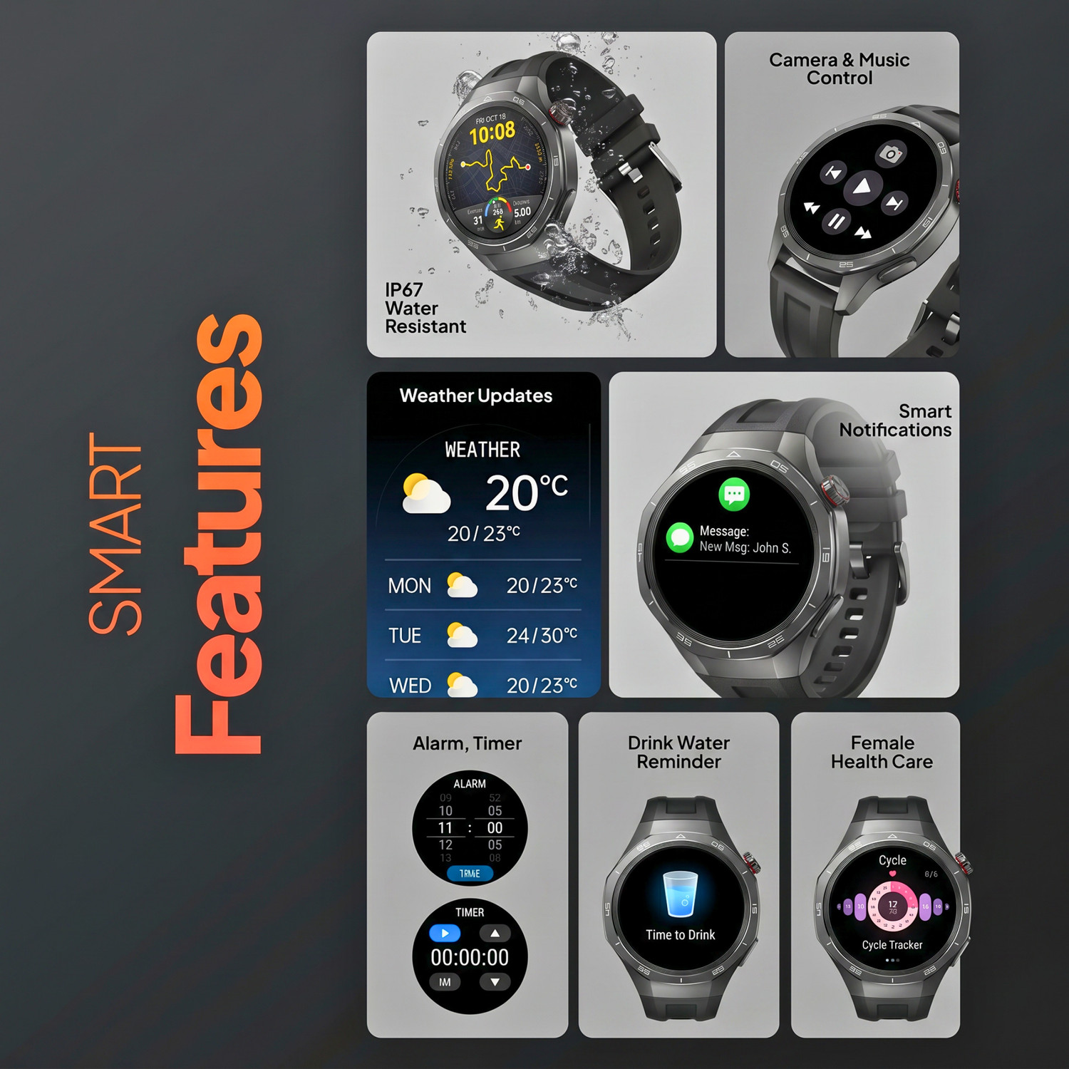 Image of Trendz AeroX PulsePro AMOLED BT Calling Smart Watch IPX5 120 Sport Health Mode 200 Face Smartwatch
