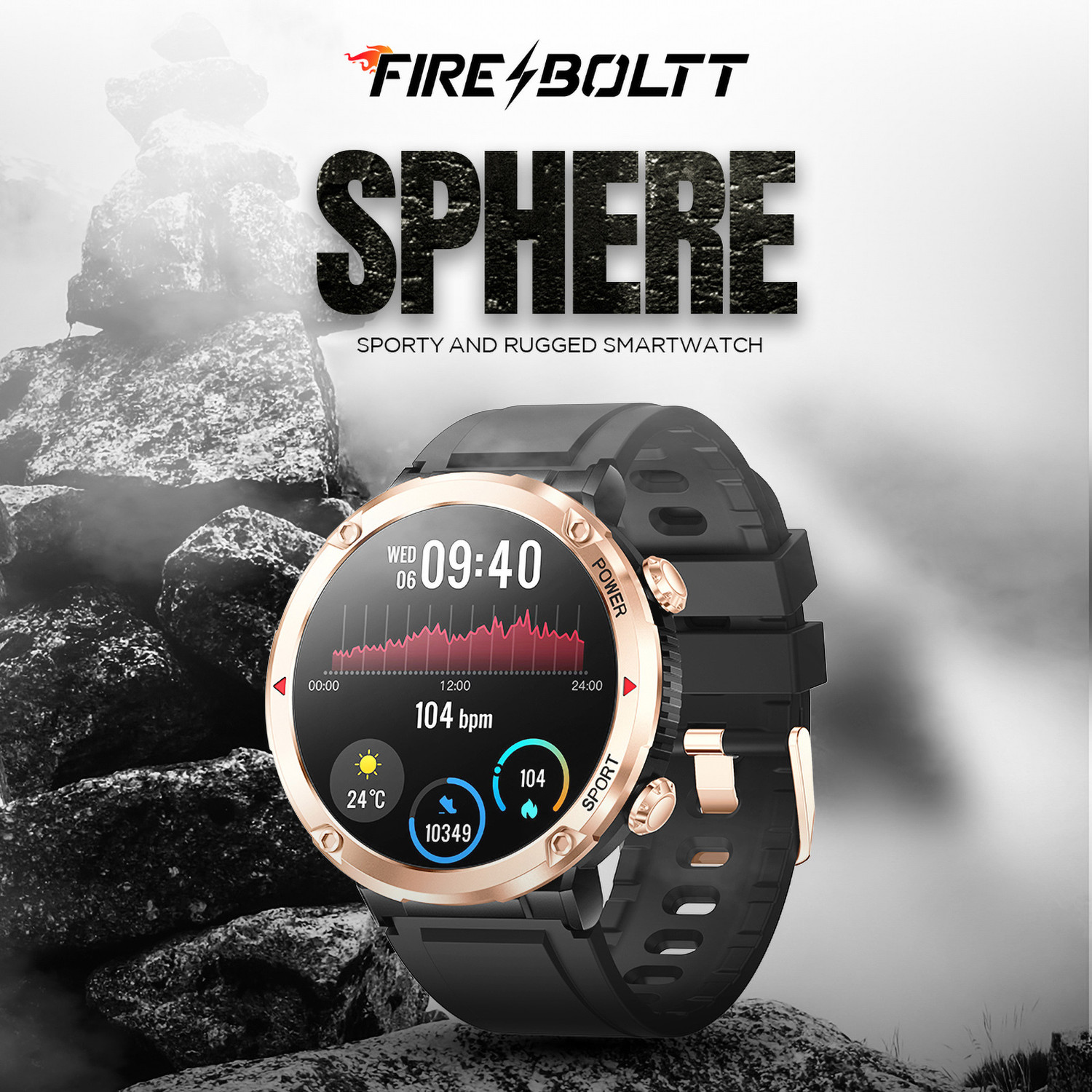 Image of Fire-Boltt Sphere 40.6mm (1.6) Sporty Rugged Smartwatch Metal Body Shock Proof, 600 mAh Smartwatch