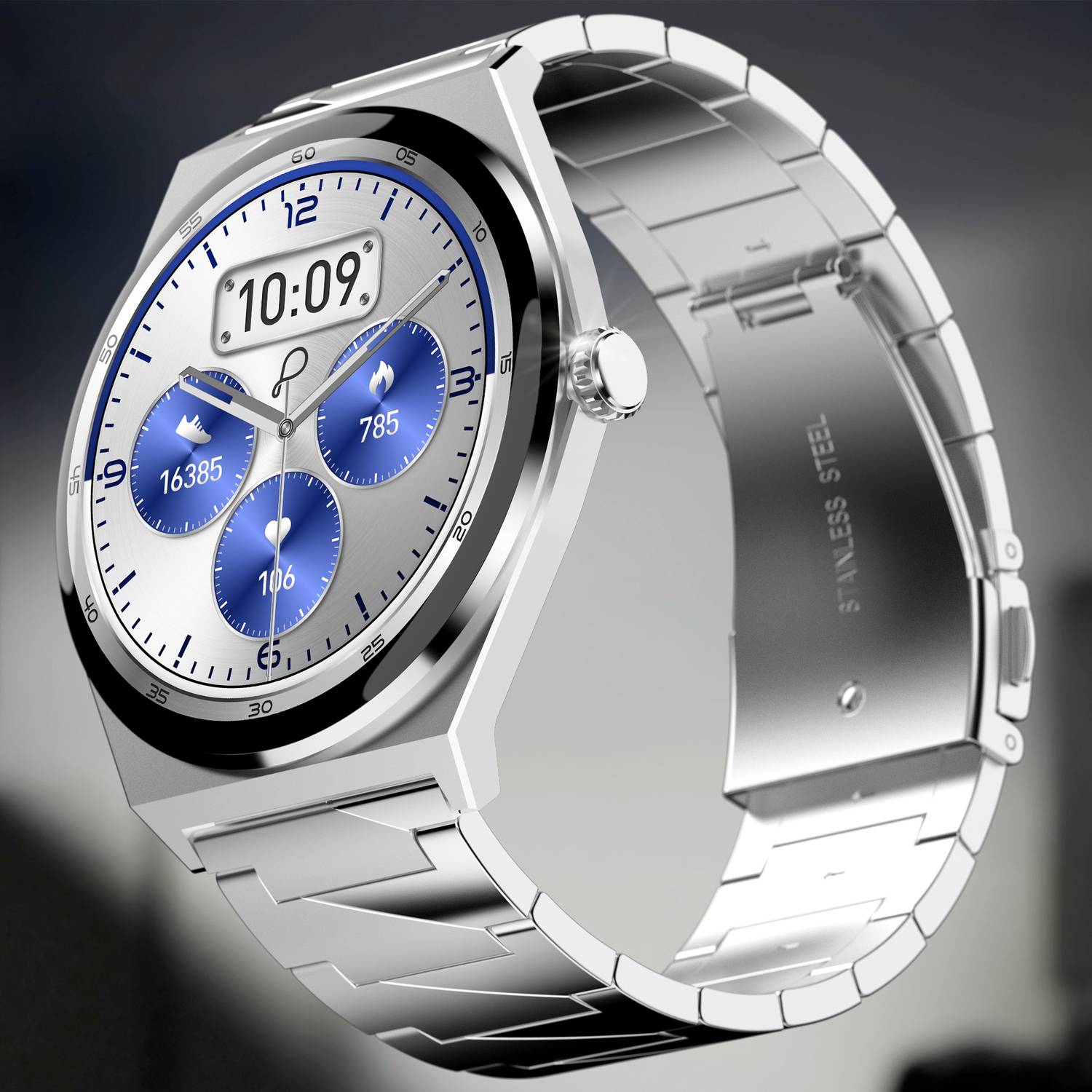 Pebble Royale Steel Luxury Edition, Ultra Slim, 1.43 inch Amoled, AOD, Stainless Steel Smartwatch