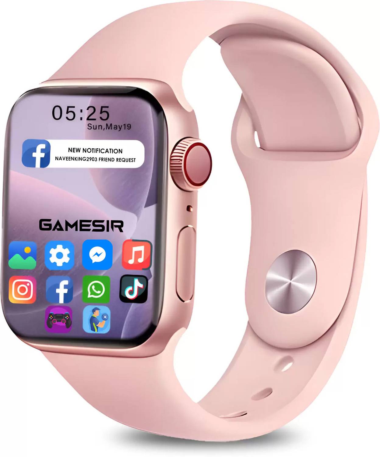 GameSir I8 Pink-A1 Full Screen Touch Watch Specially Made for Girl & Women Smartwatch