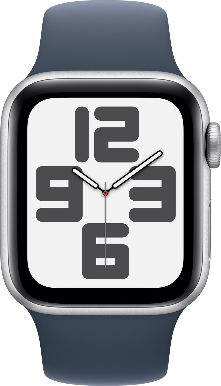 Image of Apple Watch SE GPS 40mm Silver Aluminium Case with Storm Blue Sport Band - M /L