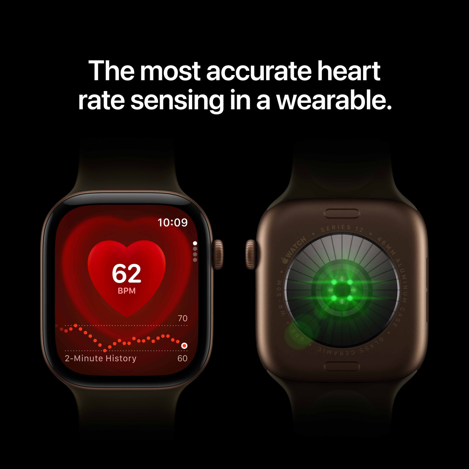 Image of Apple Watch Series 12 GPS 42mm Dark Bronze Aluminium Case with Olive Sport Band - S /M