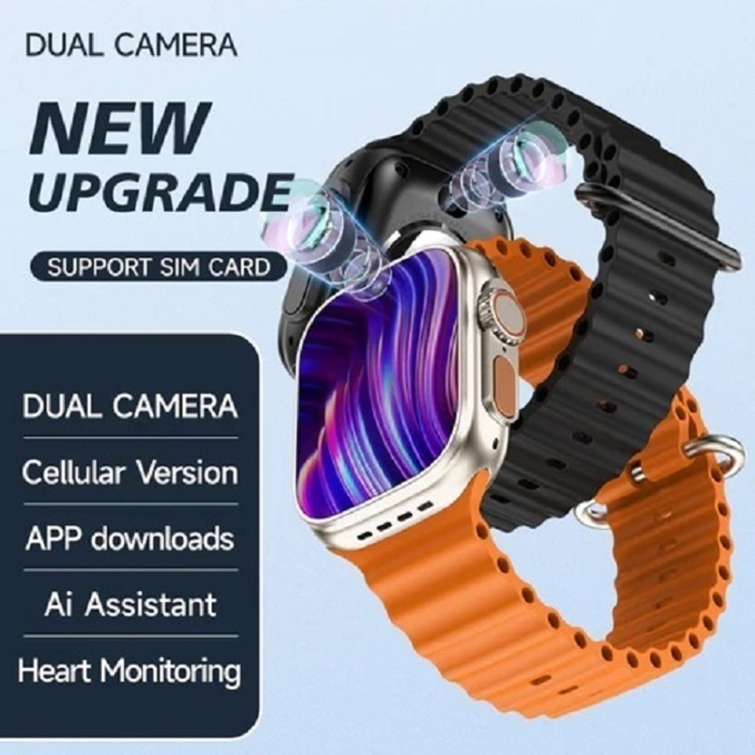 Image of SEHUB Ultra S9 Dual Camera 4G Sim Water Droplet Screen Video Call Android Smart Watch Smartwatch
