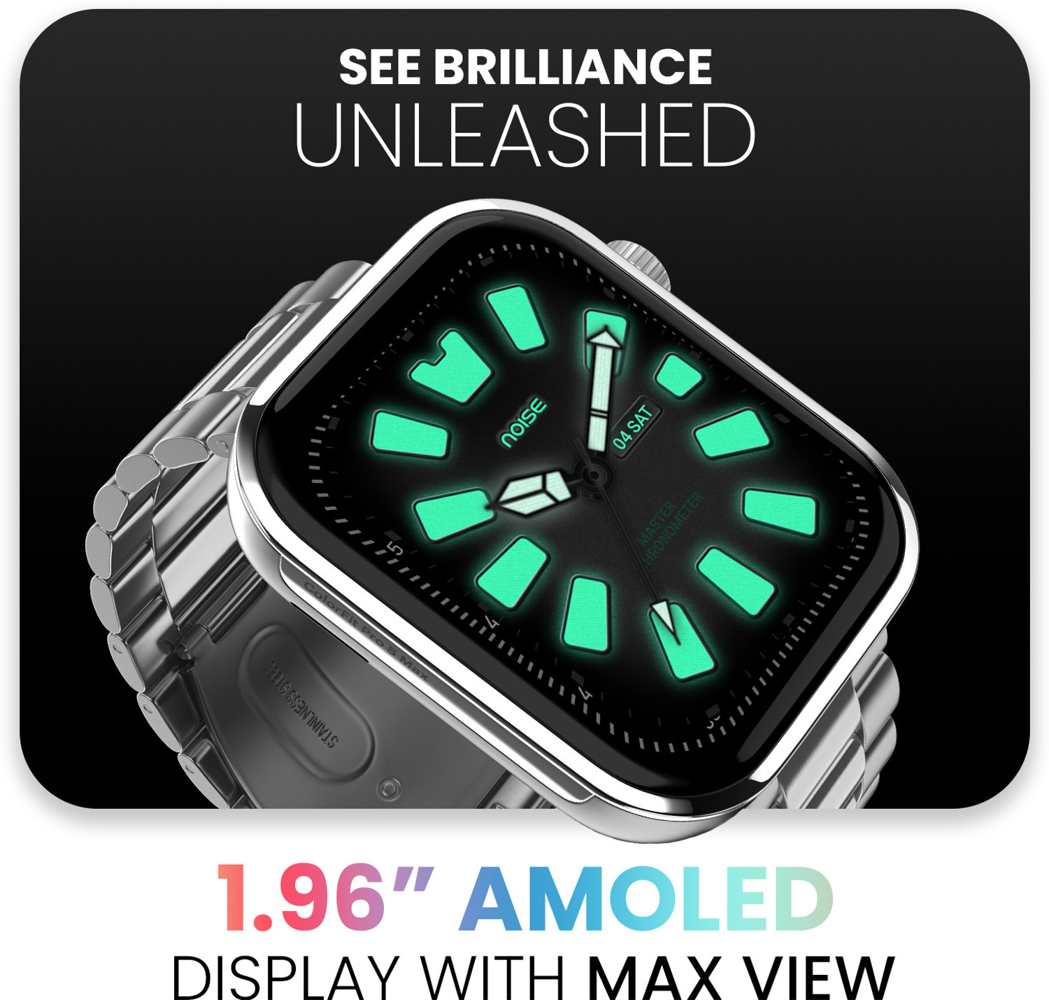 Image of Noise Pro 5 Max 1.96 AMOLED Display, Post Workout Analysis, DIY Watch face, BT Calling Smartwatch