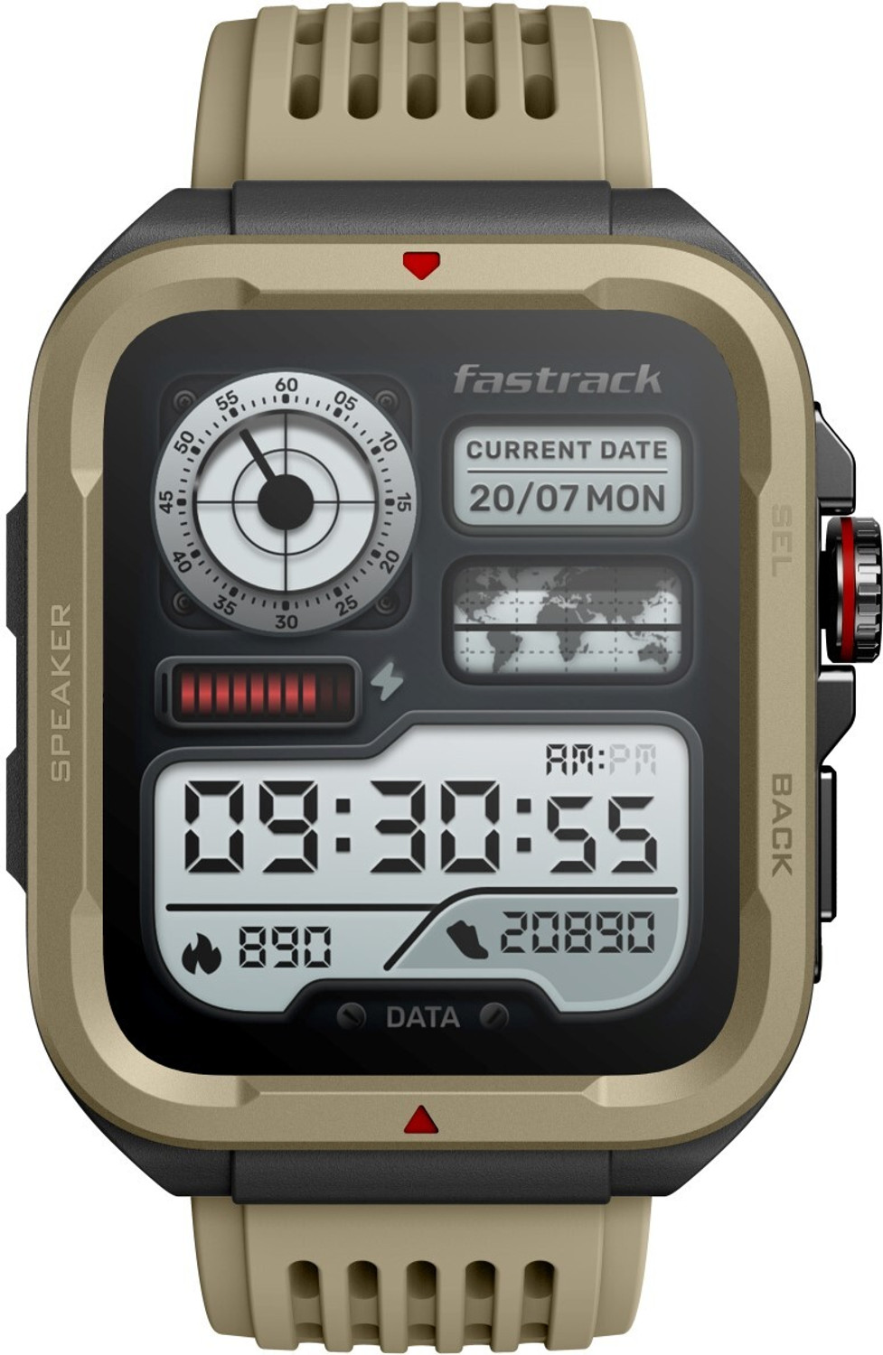 Image of Fastrack Active 1.83 inch HD Display,Functional Crown,BT Calling with Advanced Chipset Rugged Smartwatch