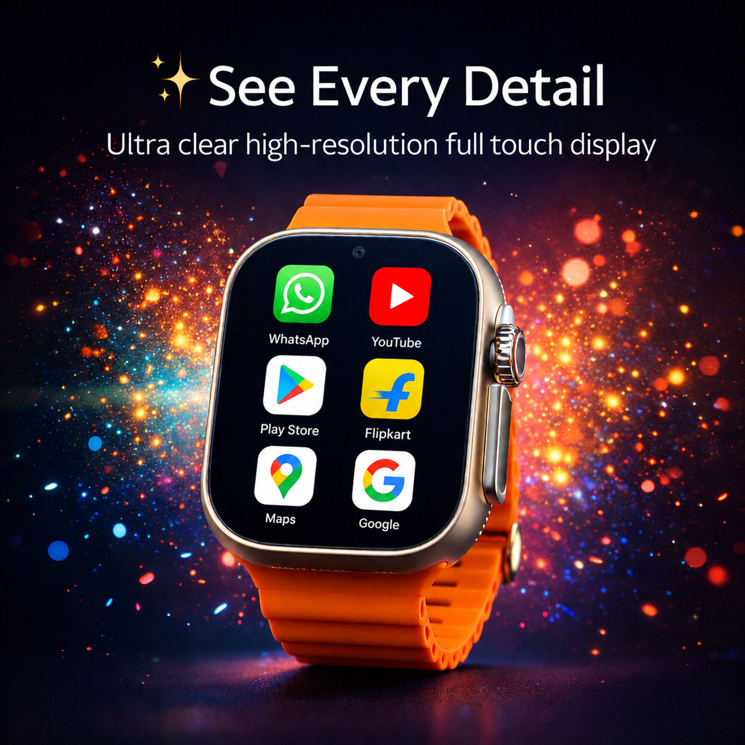 Image of Bestarc 5G Android Full Touch Watch with UPI Apps and 5MP Rear Camera Smartwatch (Terracotta Orange Strap, Free Size)