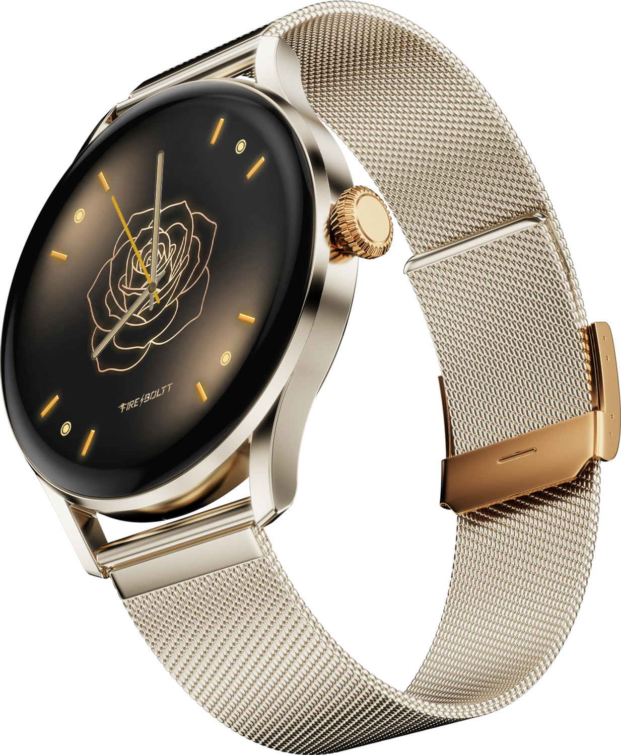 Image of Fire-Boltt Glitz 1.19 AMOLED Display, Rotating Crown, 1000 Nits, BT Call, Metal Body Women Smartwatch