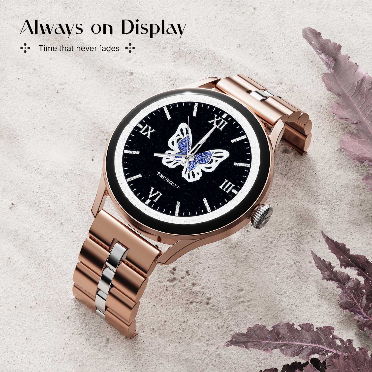Image of Fire-Boltt Glitz 1.19 AMOLED Display, Rotating Crown, 1000 Nits, BT Call, Metal Body Women Smartwatch
