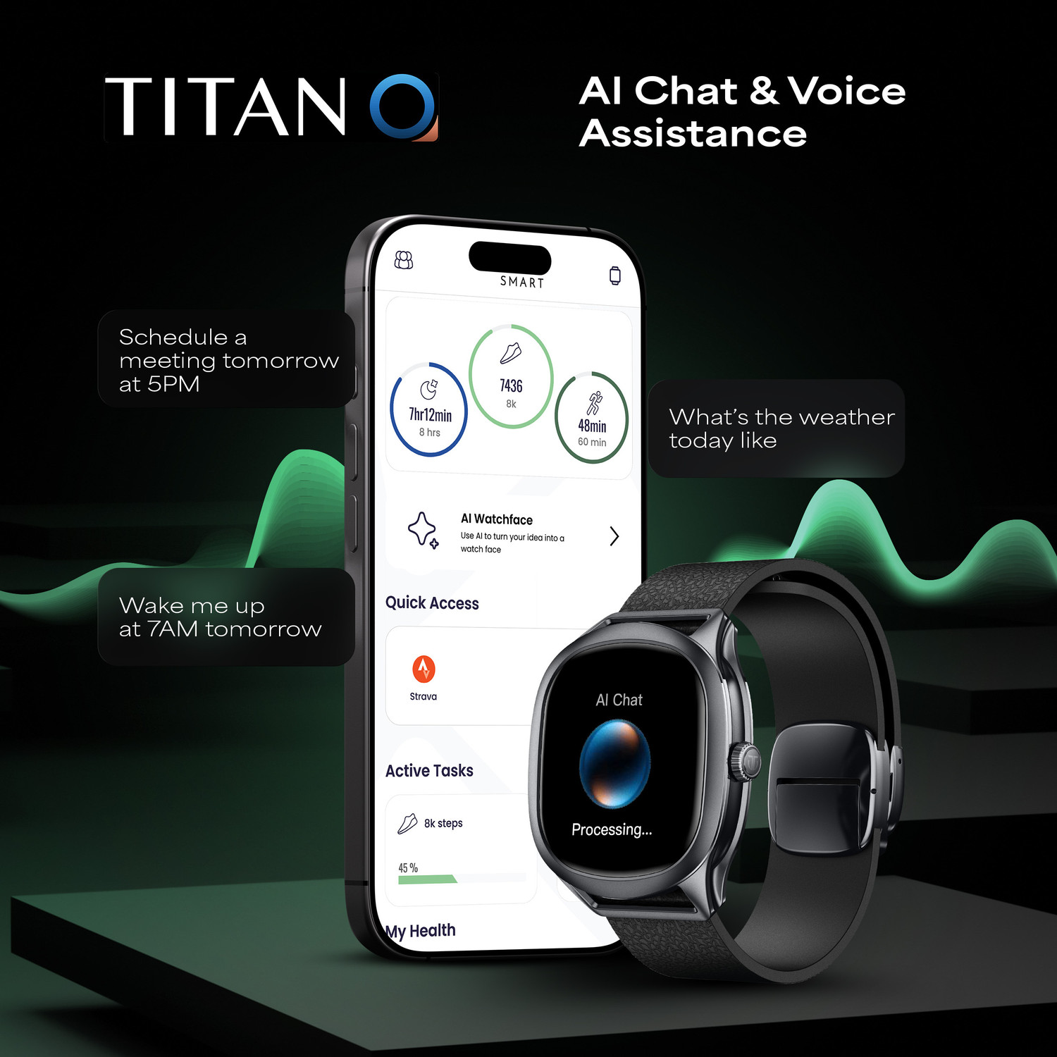 Image of Titan Evoke S Premium Design | Amoled Display | AI Watch Faces | BT Calling Smartwatch