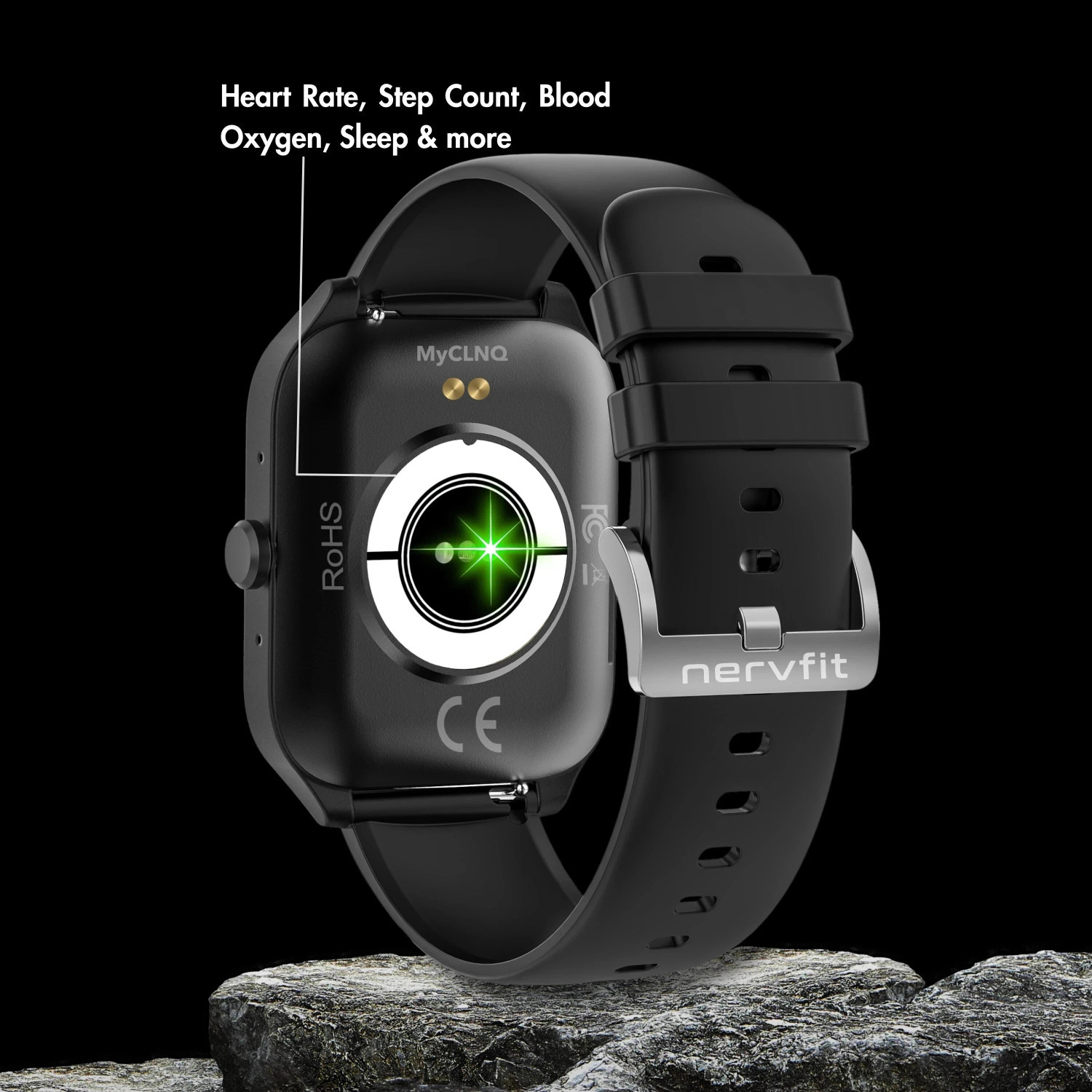 Image of Nervfit MyCLNQ Pulse 1.83 inch Display, BT Calls, Waterproof, HR /BP /Sleep, 5Day Battery Smartwatch