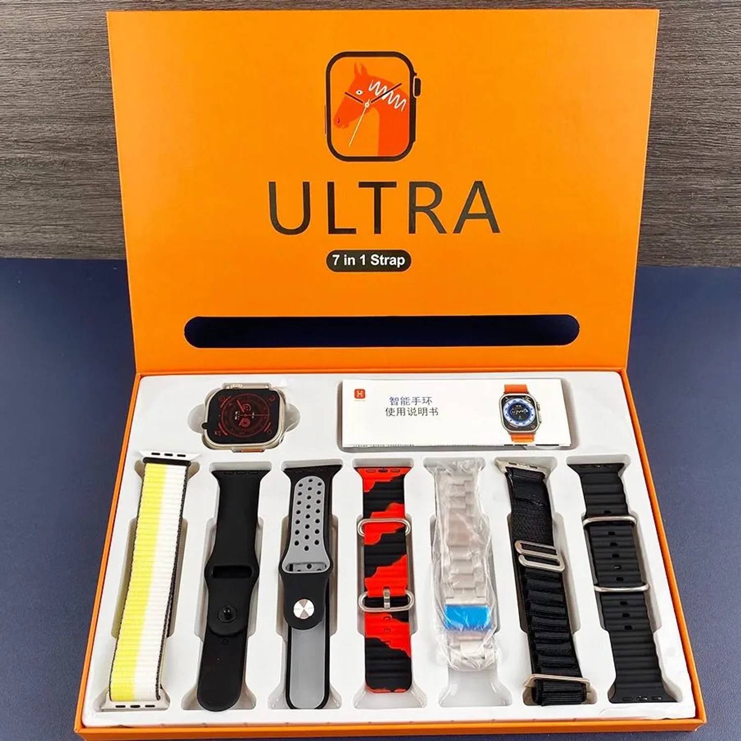 HLSTRIKES 7 in 1 combo ultra Smartwatch T800 Silver Smartwatch (M