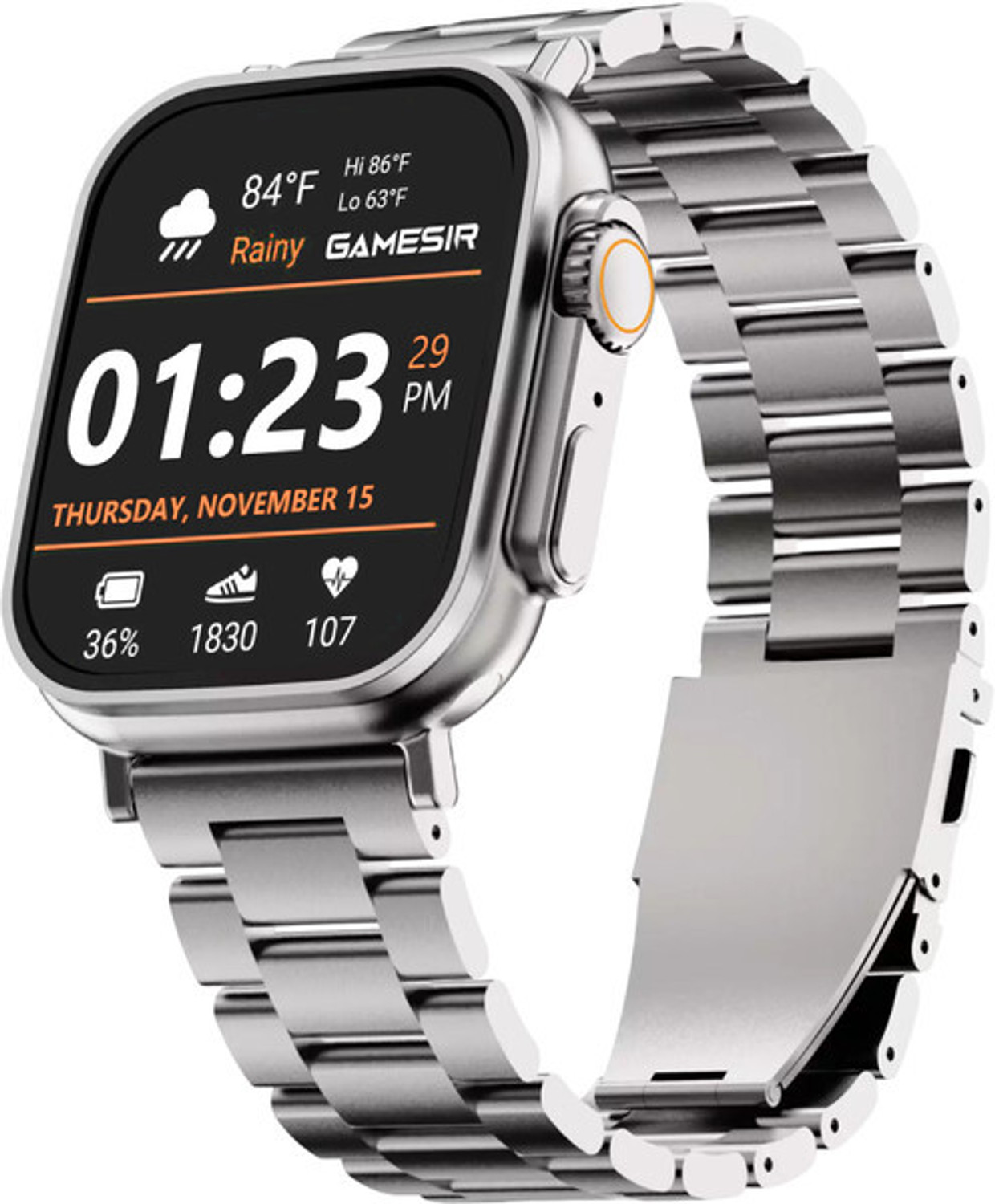 Image of zdea t800 ultra metal black smartwatch bluetooth fitness heart rate tracking T6 Smartwatch (Silver Strap, Free Size)