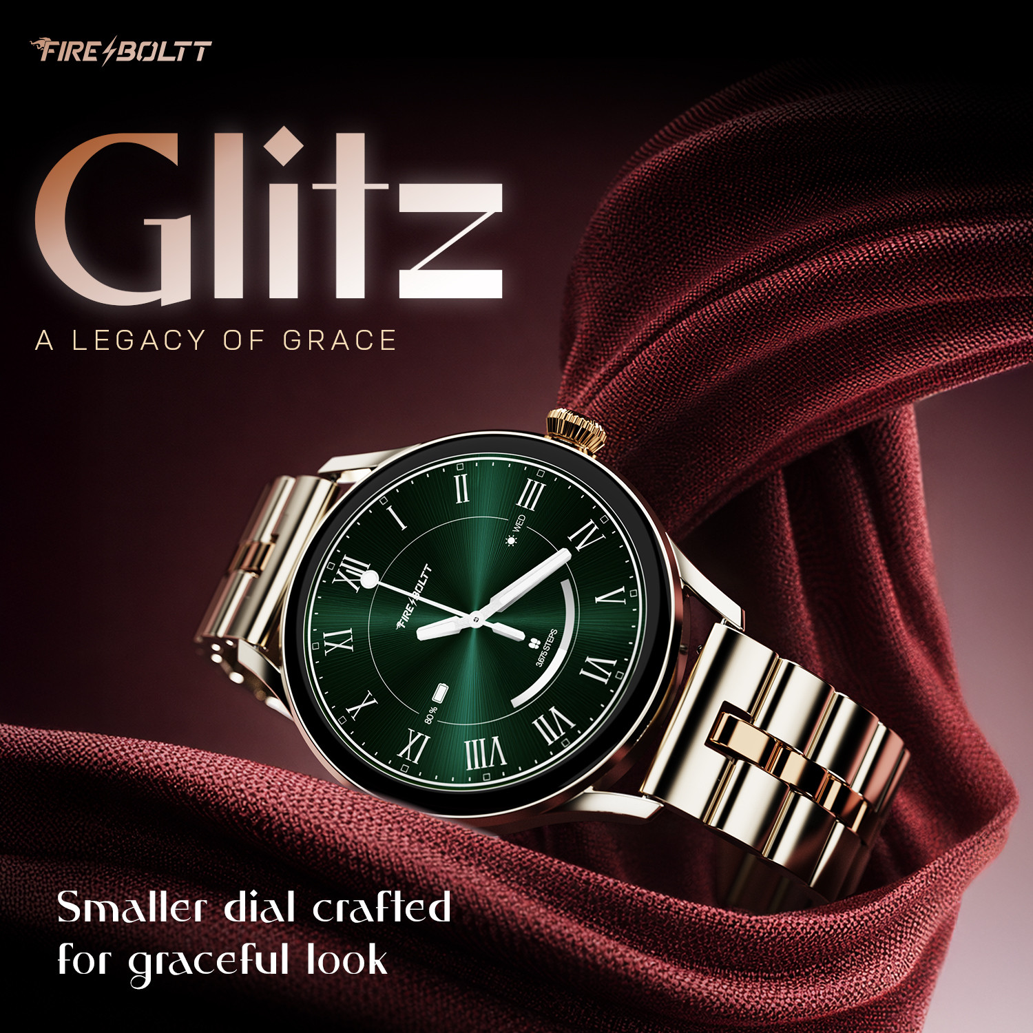 Image of Fire-Boltt Glitz 1.19 AMOLED Display, Rotating Crown, 1000 Nits, BT Call, Metal Body Women Smartwatch