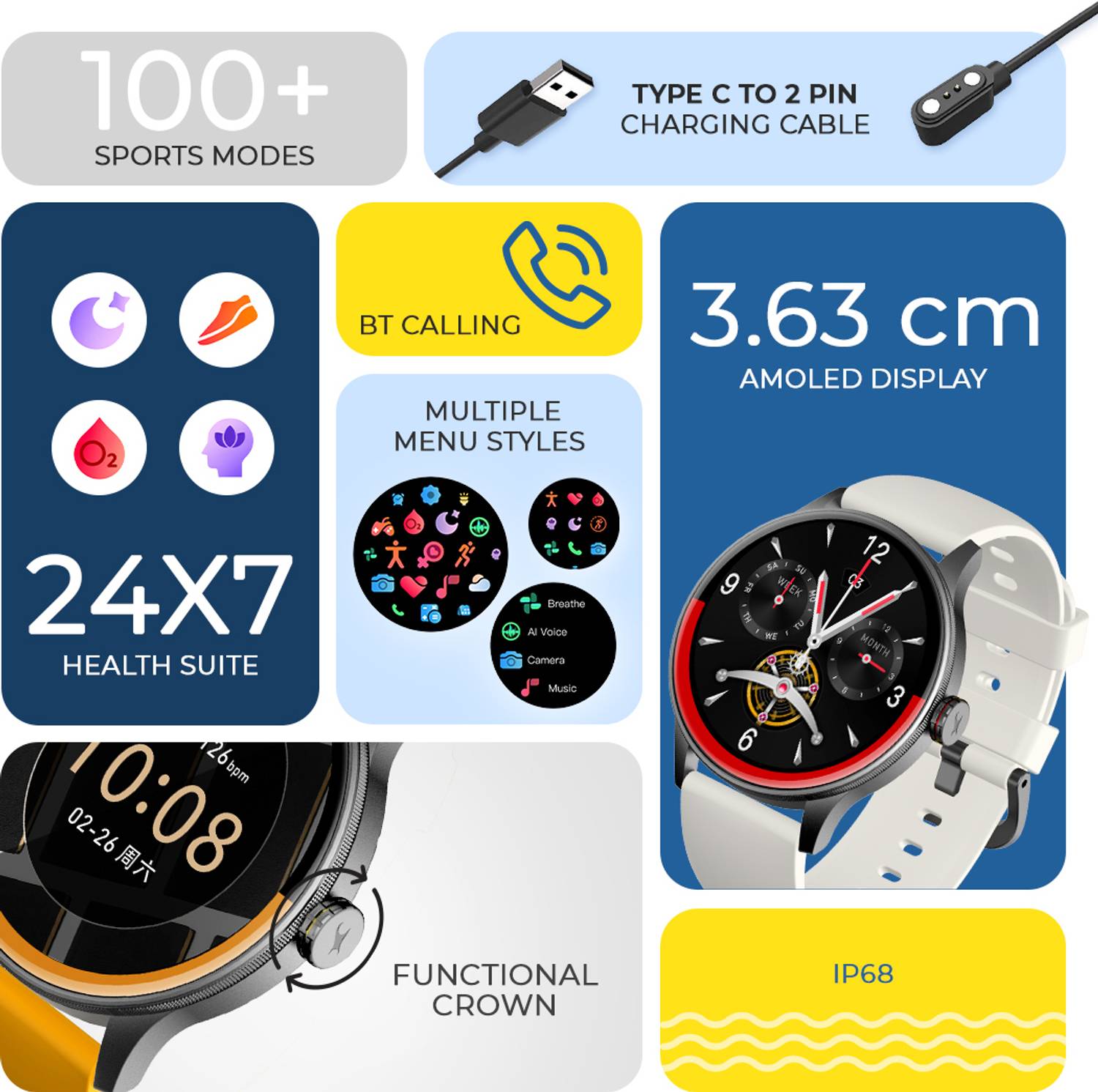 Fastrack Smart Jupiter R3 Pro Smartwatch Gray - Image 2