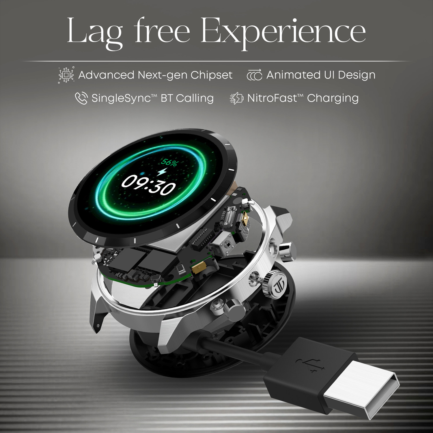 Image of Titan Heritage 1.43'' AMOLED|60Hz|Stainless Steel|BT Calling|Working Crown|3D UI|Mens Smartwatch