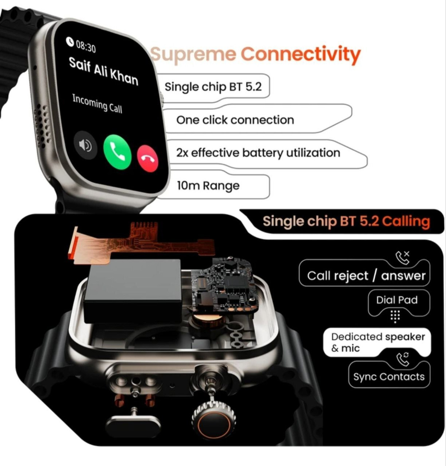 Image of Nxt T900 Ultra 1.99 inch Display, BT Calling, NO Sim Card Option, Metal Body, IP67 Smartwatch