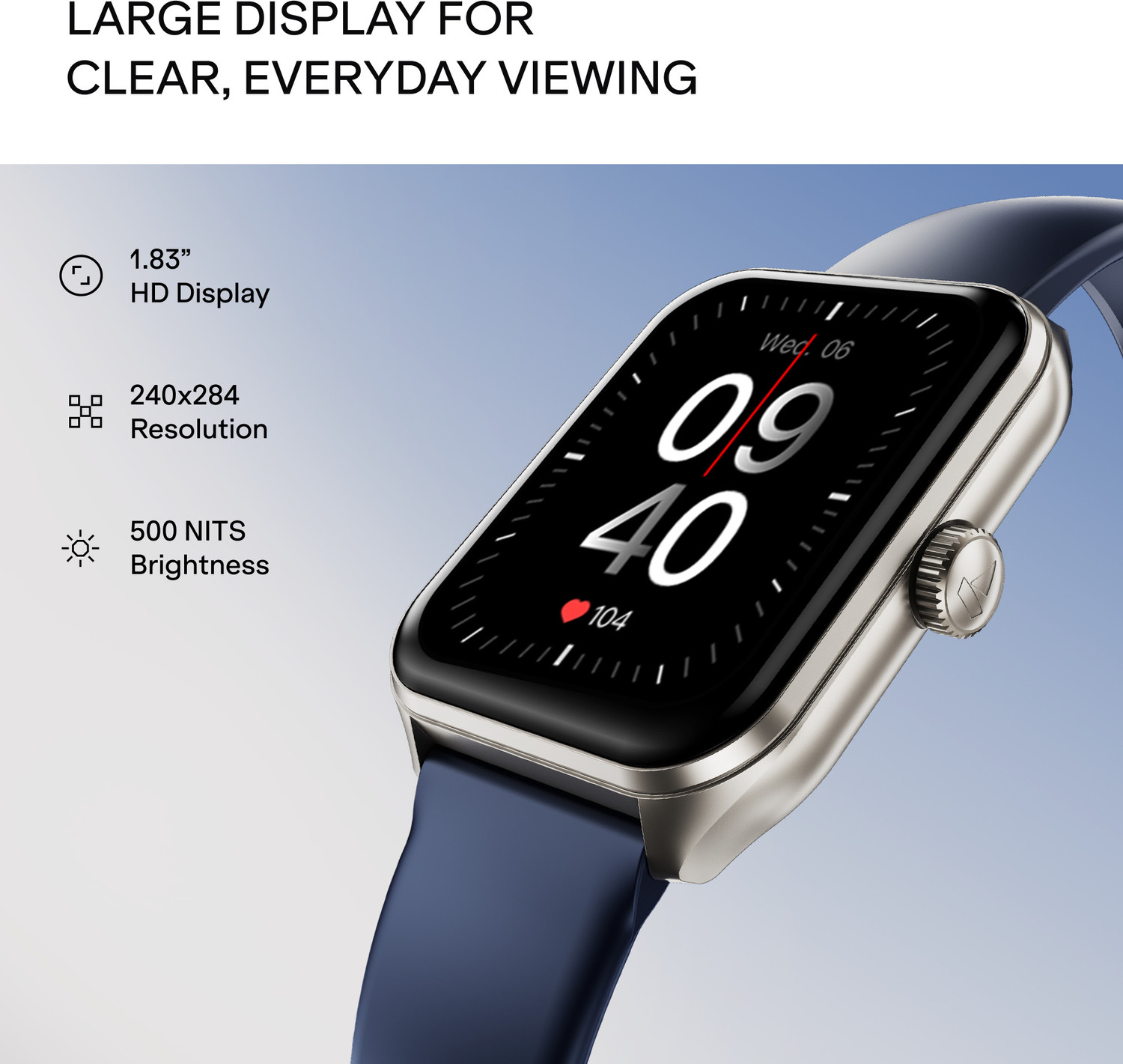 Image of boAt Wave Fury Pro w / 1.83'' HD Display, Metal Body, BT Calling & Functional Crown Smartwatch