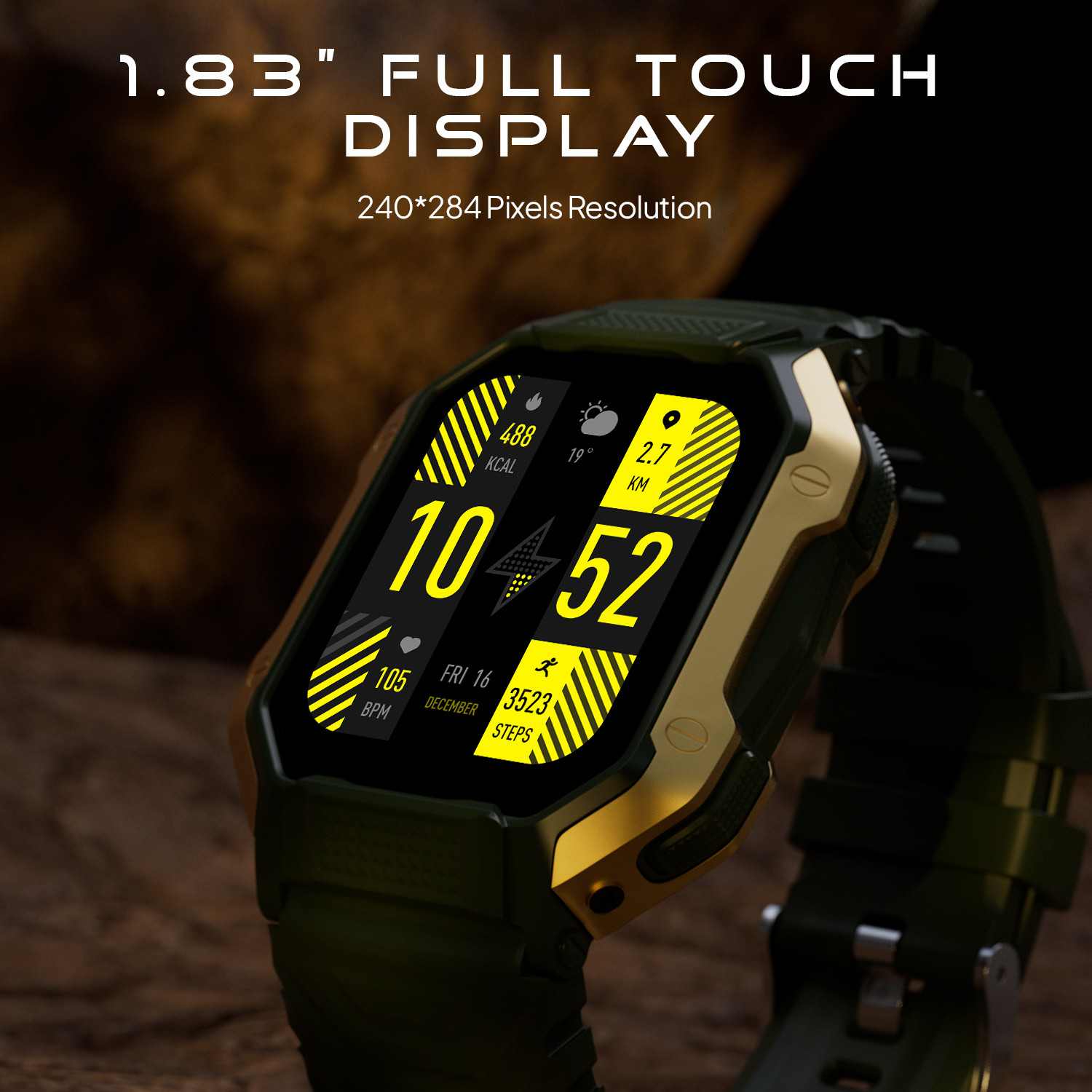 Image of Fire-Boltt Shark 46.5mm (1.83) Smartwatch with Rugged Outdoor Design, Bluetooth Calling Smartwatch