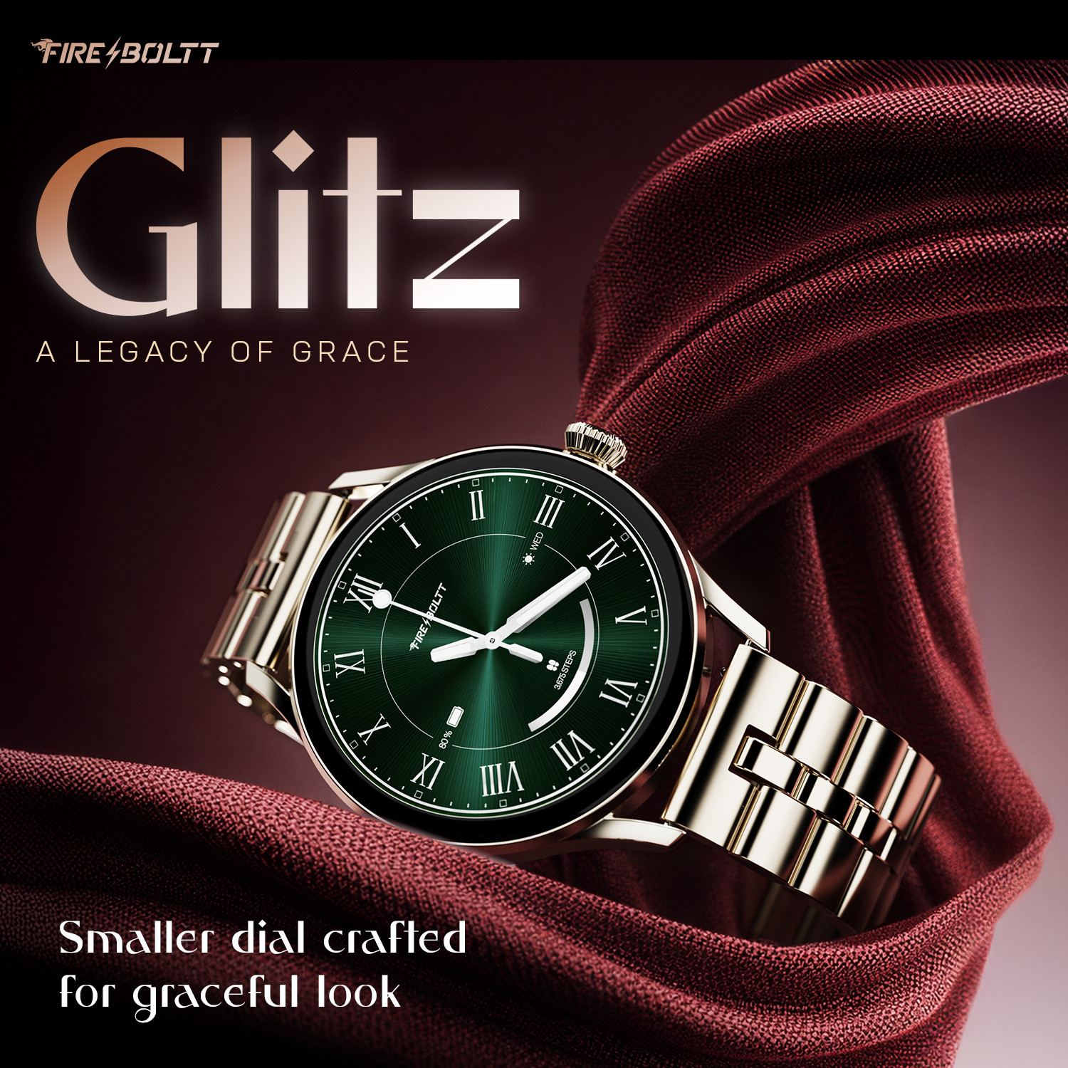 Image of Fire-Boltt Glitz 1.19 AMOLED Display, Rotating Crown, 1000 Nits, BT Call, Metal Body Women Smartwatch
