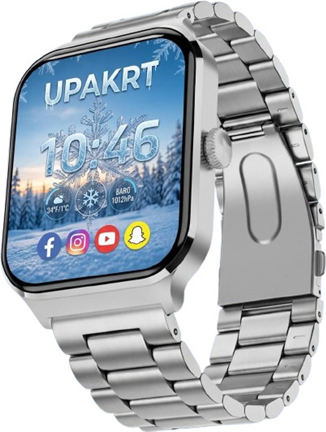 Upakrt Smart Watch Combo with Silicone & Stainless Steel Strap