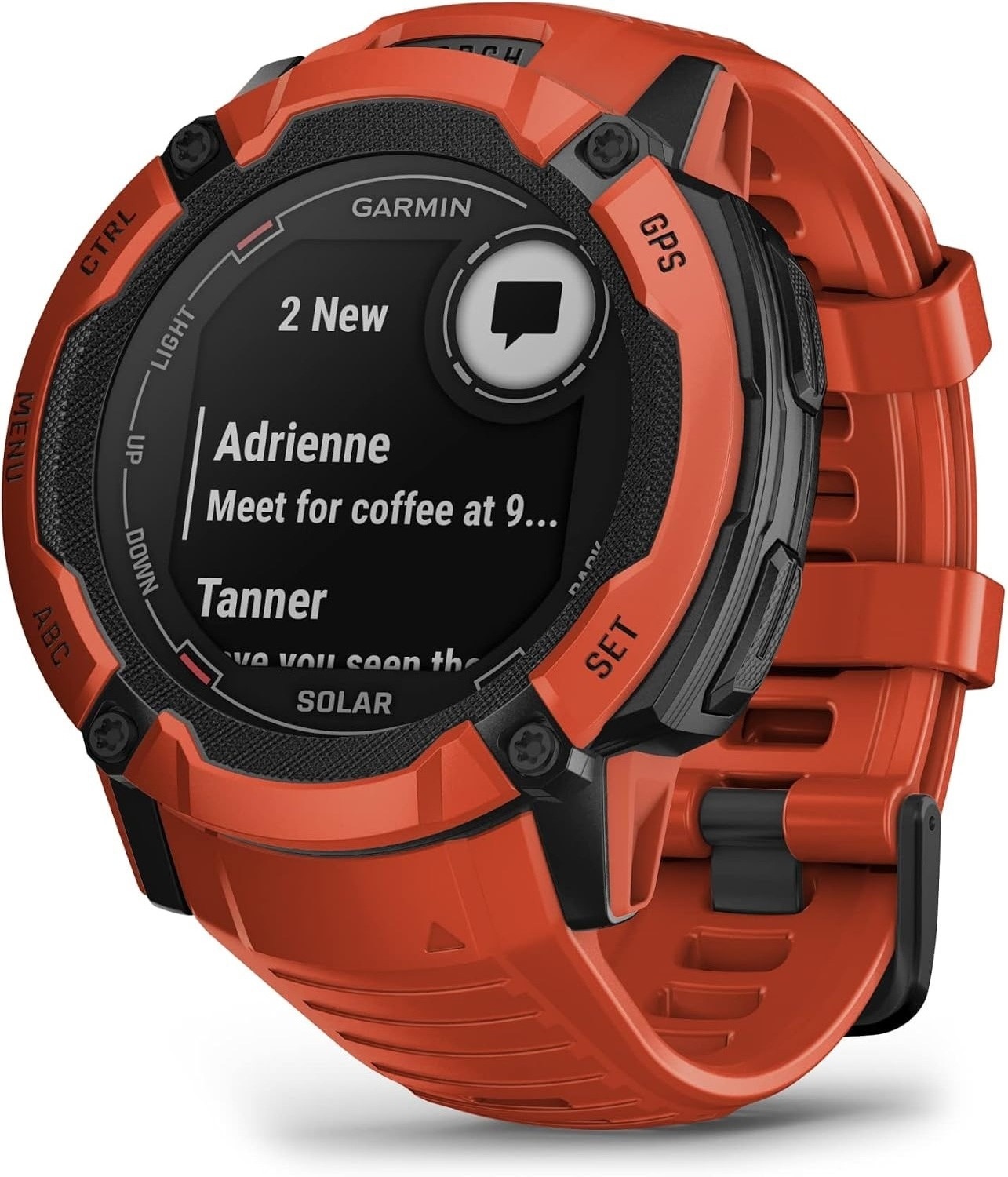 Image of GARMIN Instinct 2X Solar, Rugged Outdoor Smartwatch, 50mm, Flame Red Smartwatch (Flame Red Strap, Free Size)