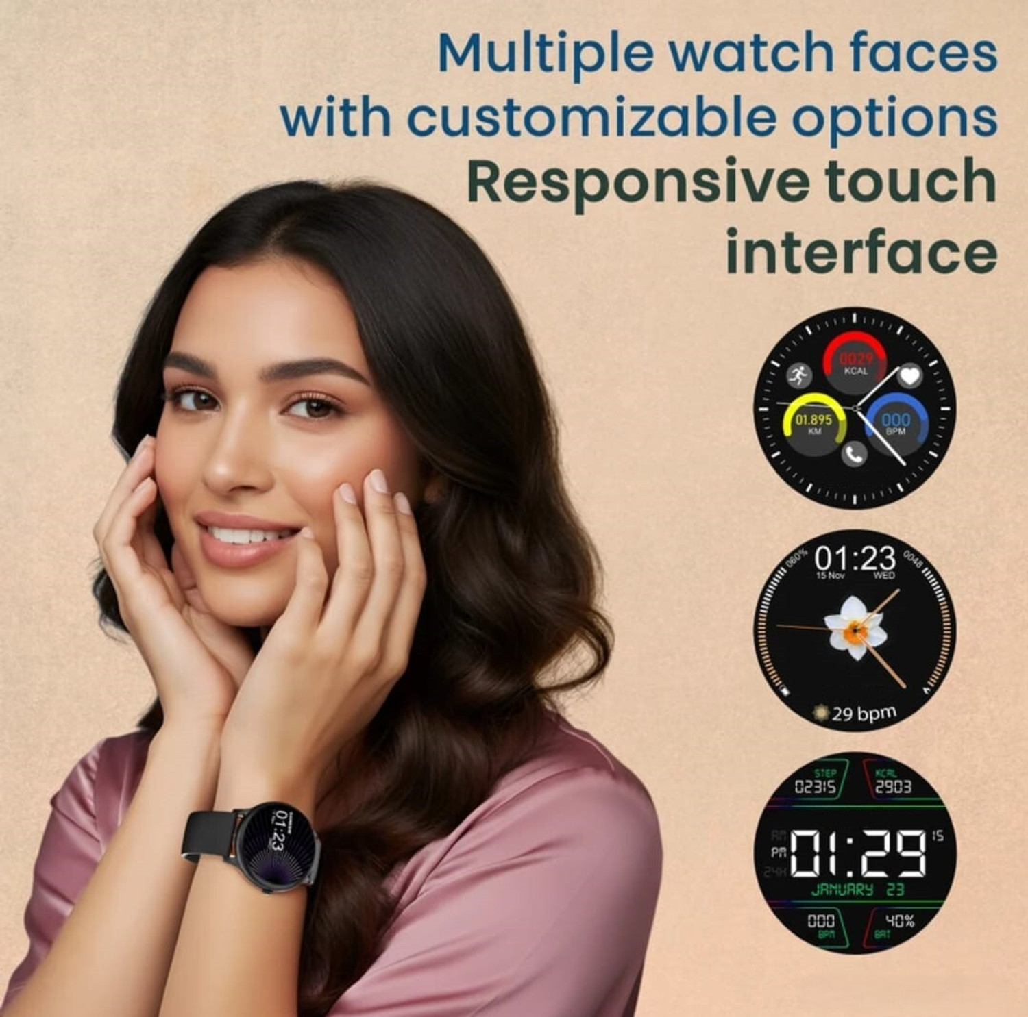 Image of SPARKPLUG Digital Active Round Smart multiple sports modes wrist watch pack of 01 Smartwatch