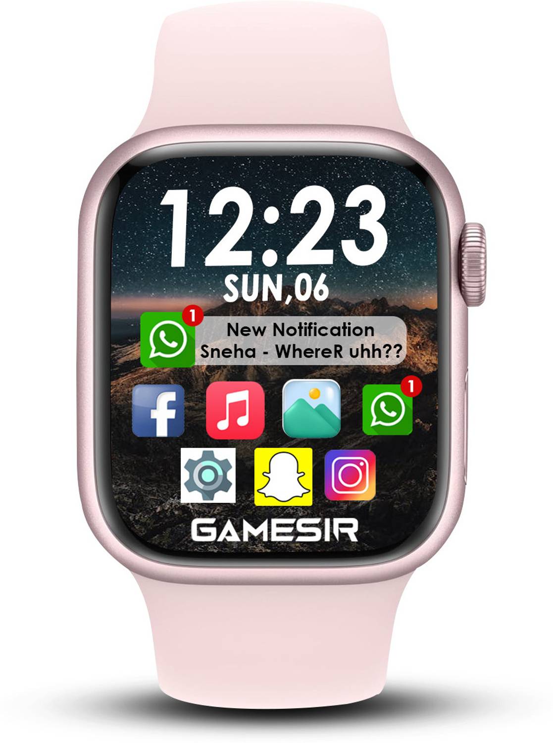GameSir I8 Pink-A1 Full Screen Touch Watch Specially Made for Girl & Women Smartwatch