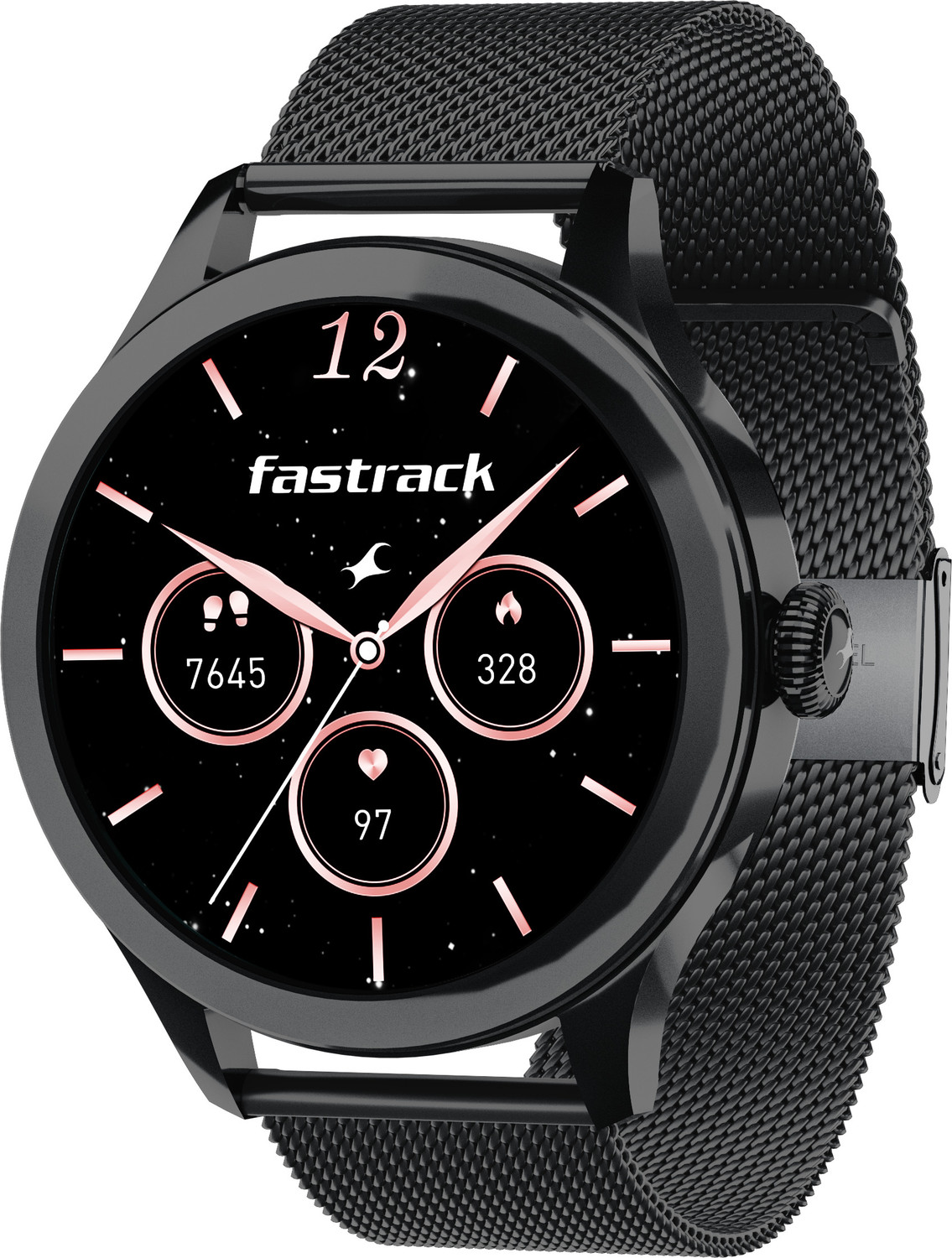 Image of Fastrack Noir Pro-1.19''|Women's Fashion|AMOLED|AOD|1000 NITS|Functional Crown|BT Calling Smartwatch