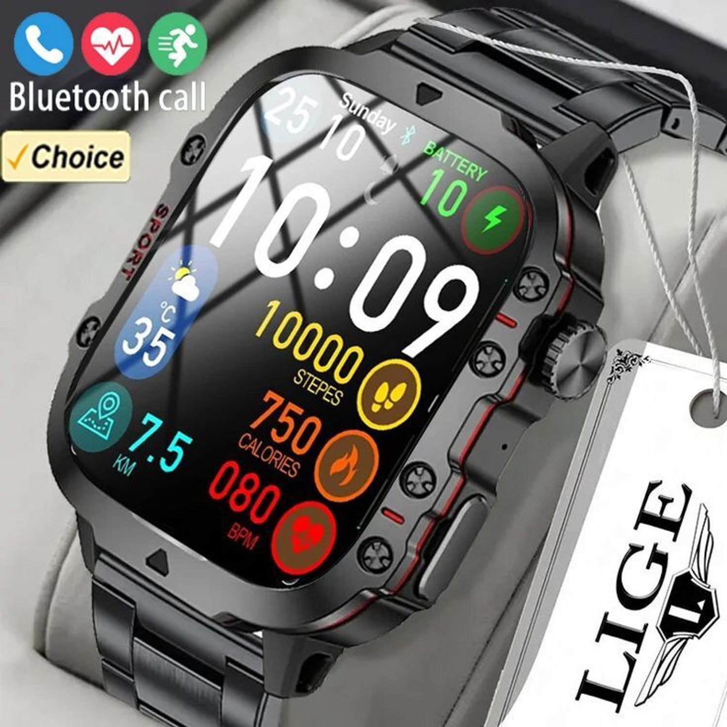 Image of Onikuma T800 BT watch 2in Big Screen Sunlight Proof Display Music Play Insta WA Notifier Smartwatch