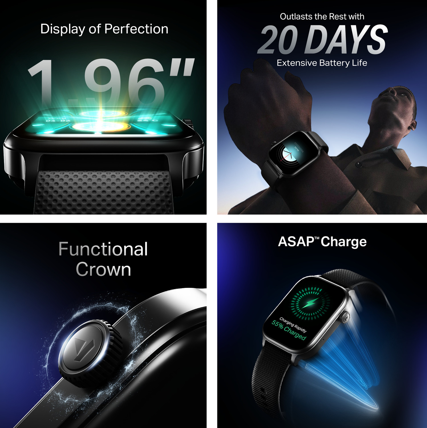 Image of boAt Storm Infinity Plus, 20 Days BIG Battery, ASAP Charge, 1.96 inch(4.97 cm) HD Display Smartwatch