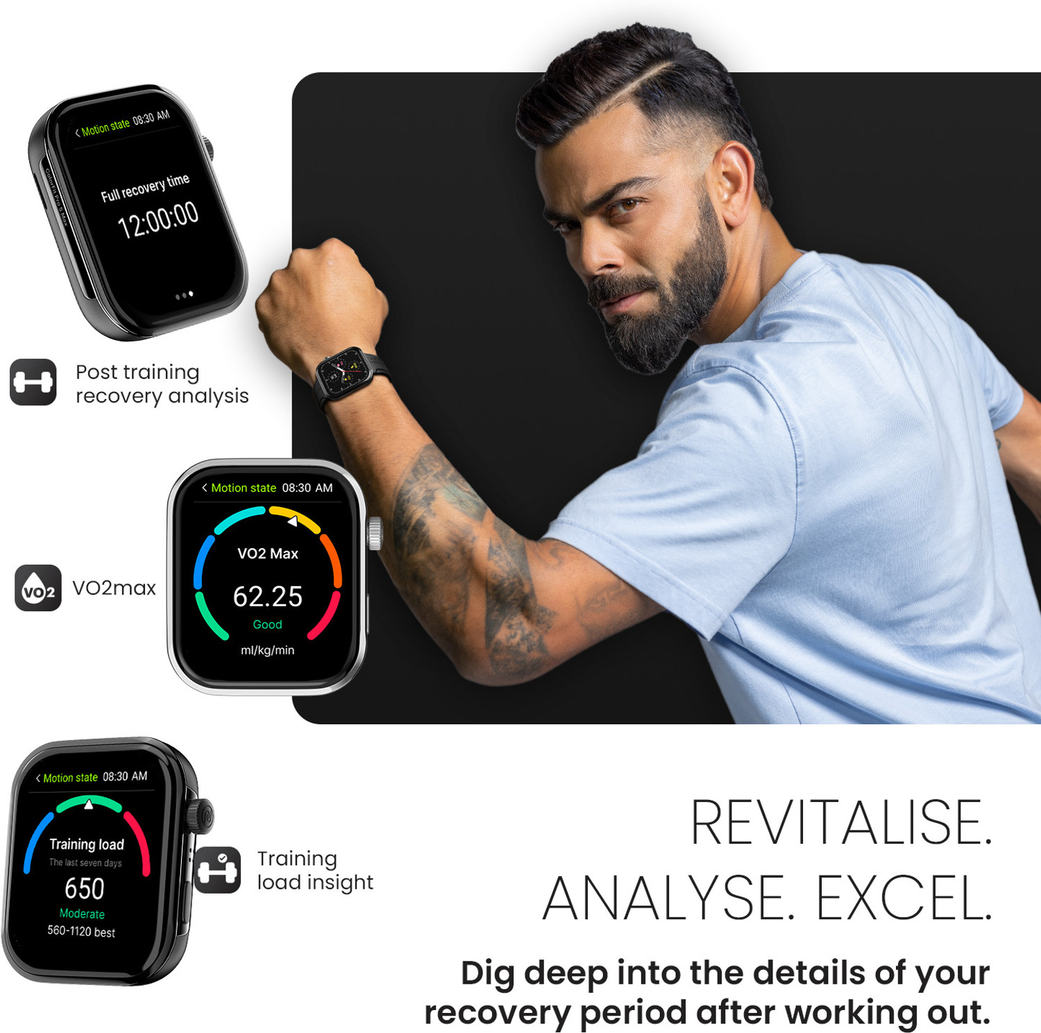 Image of Noise Pro 5 Max 1.96 AMOLED Display, Post Workout Analysis, DIY Watch face, BT Calling Smartwatch