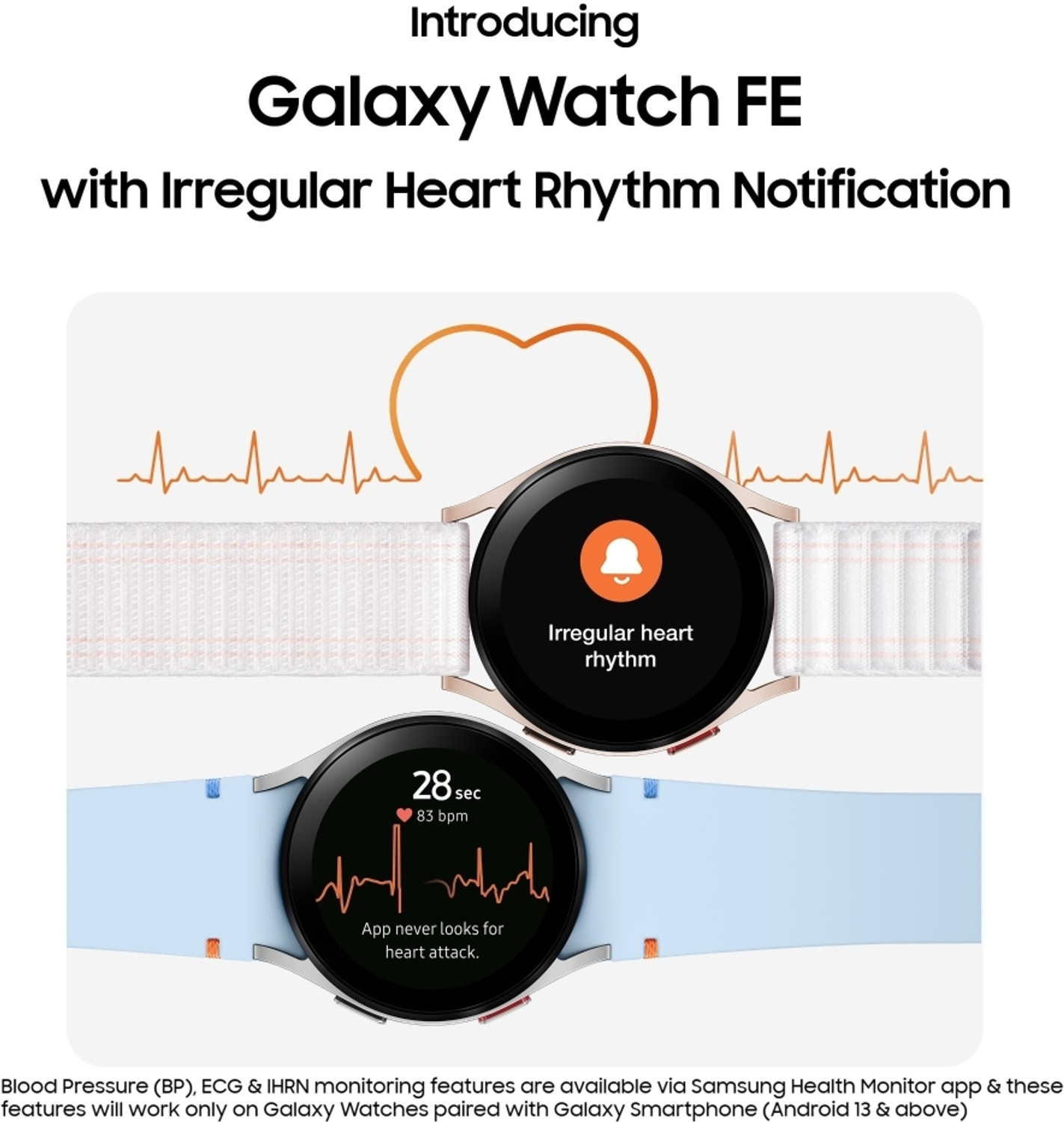 Image of Samsung Galaxy Watch FE, 40mm BT, Sapphire Crystal Display, Sleep Coach, Fall Detection