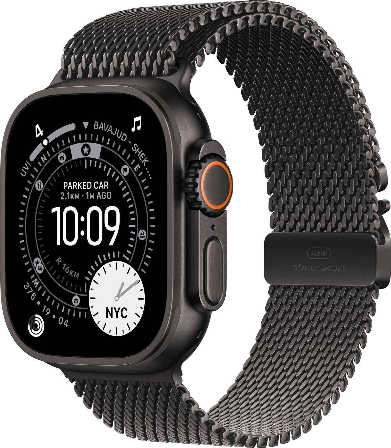 Image of Apple Watch Ultra 3 GPS + Cellular 49mm Black Titanium Case Milanese Loop - Large