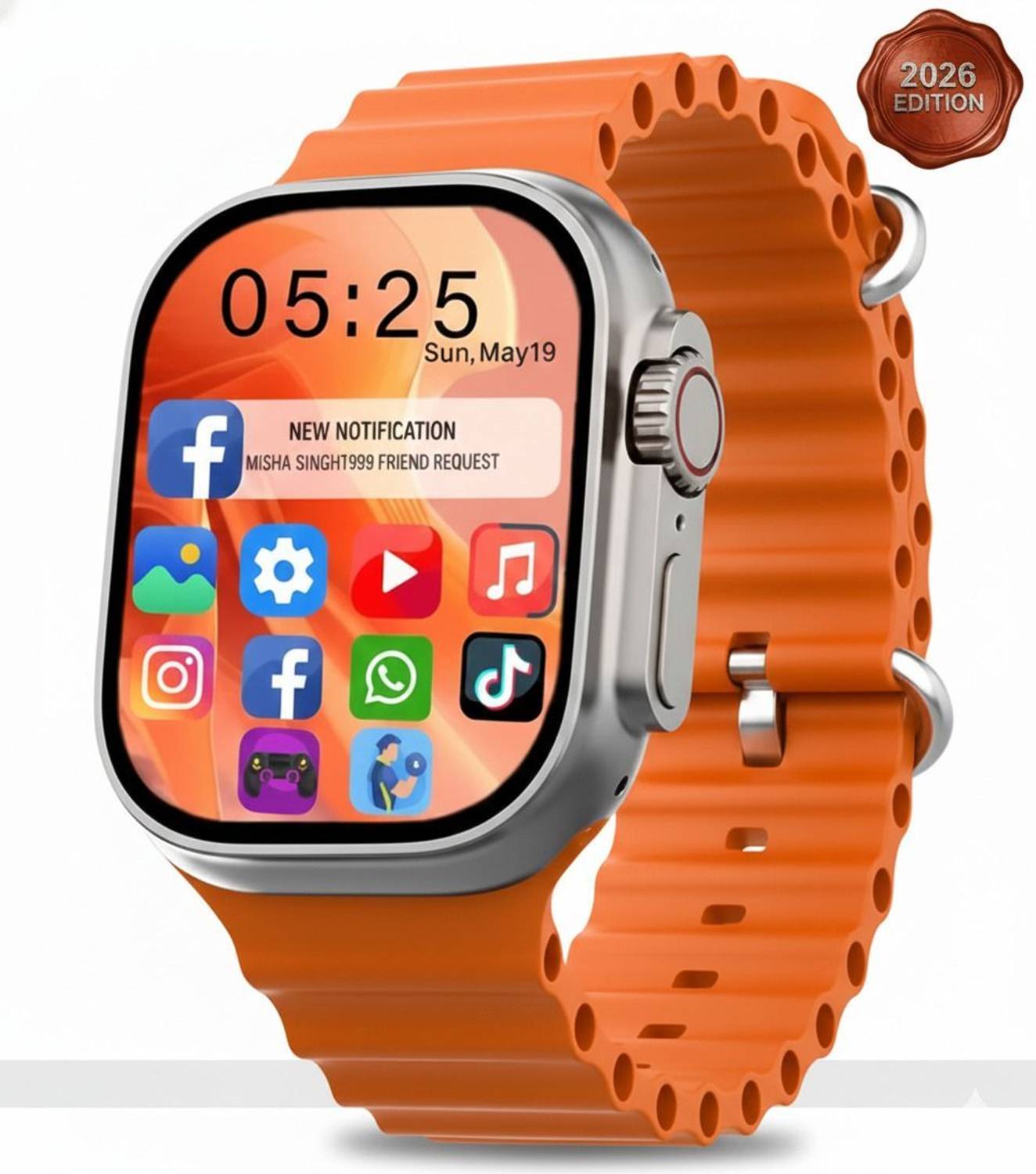 TECHIO T800 Ultra Trending Smartwatch of the Year (Orange Strap) Smartwatch