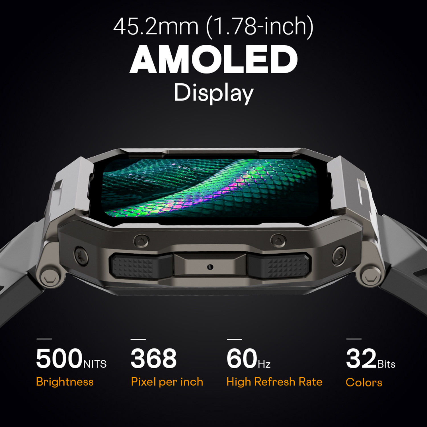 Image of Fire-Boltt Cobra 45.2mm (1.78) AMOLED Army Grade Build, Bluetooth Calling with 123 Sports. Smartwatch