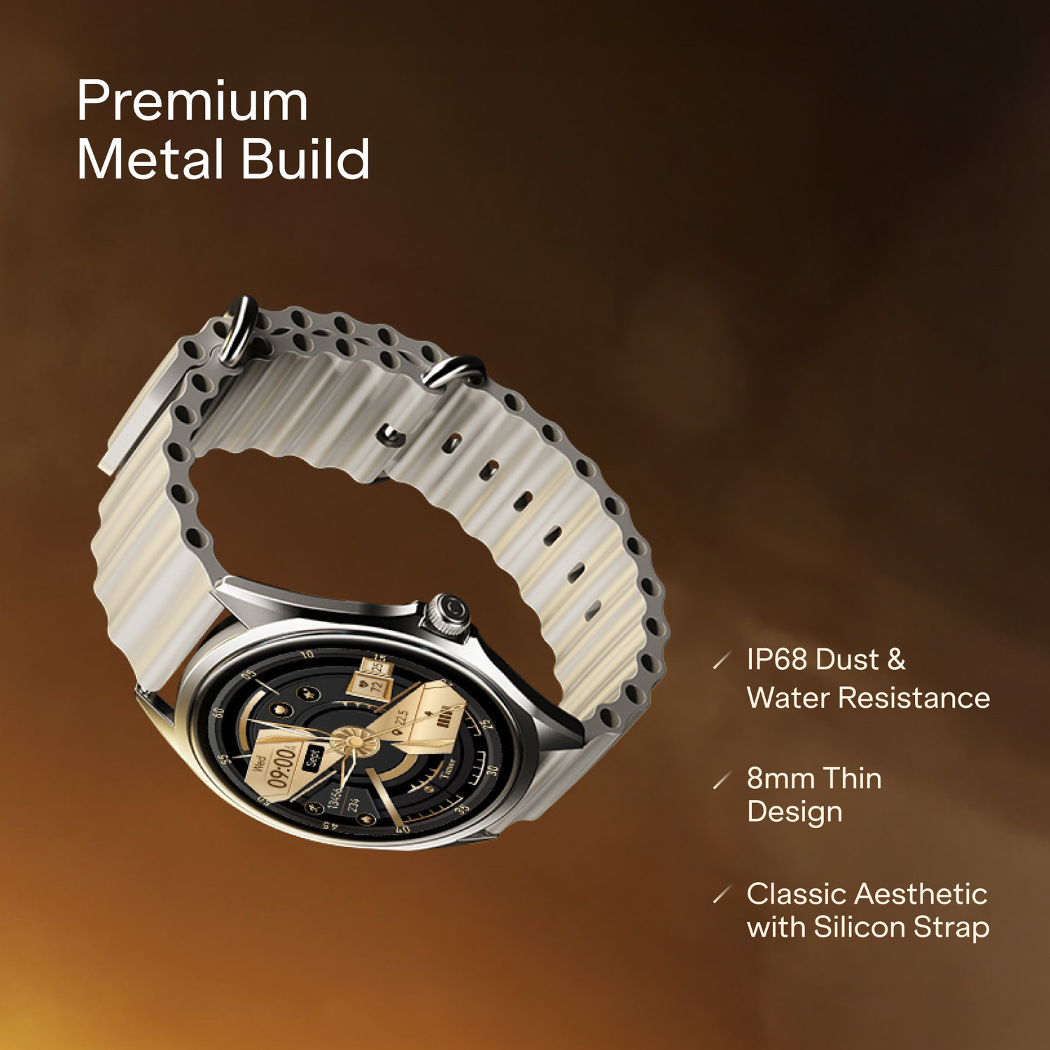 Image of boAt Ultima Aeris 1.43 inchAMOLED, 1000 nits,Slim 8mm Metal Body, Auto HR&SpO2 Monitoring Smartwatch