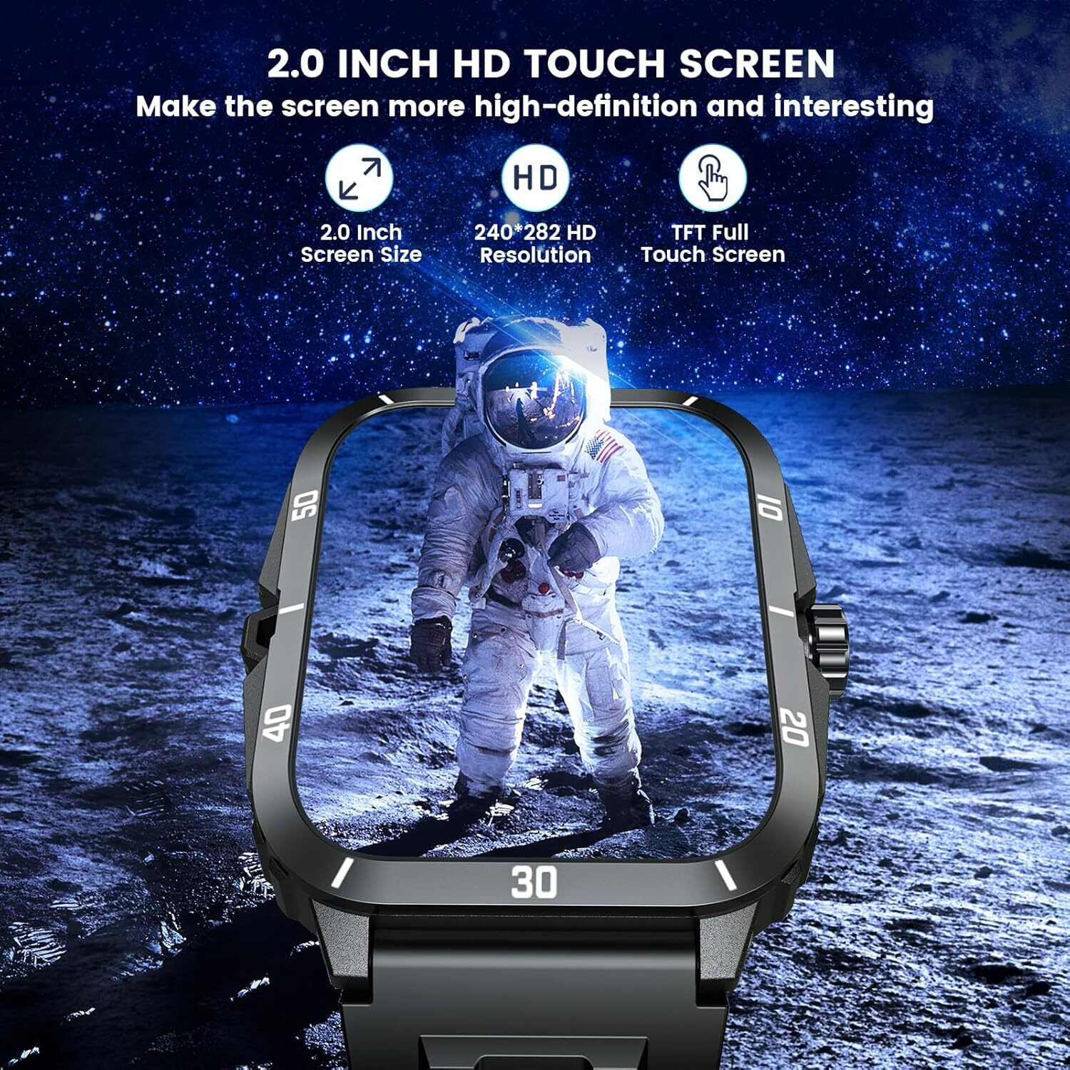 Image of FITRIC Bluetooth Calling Smart Watch 2.0 HD Display Fitness SpO2 Heart Rate Smartwatch