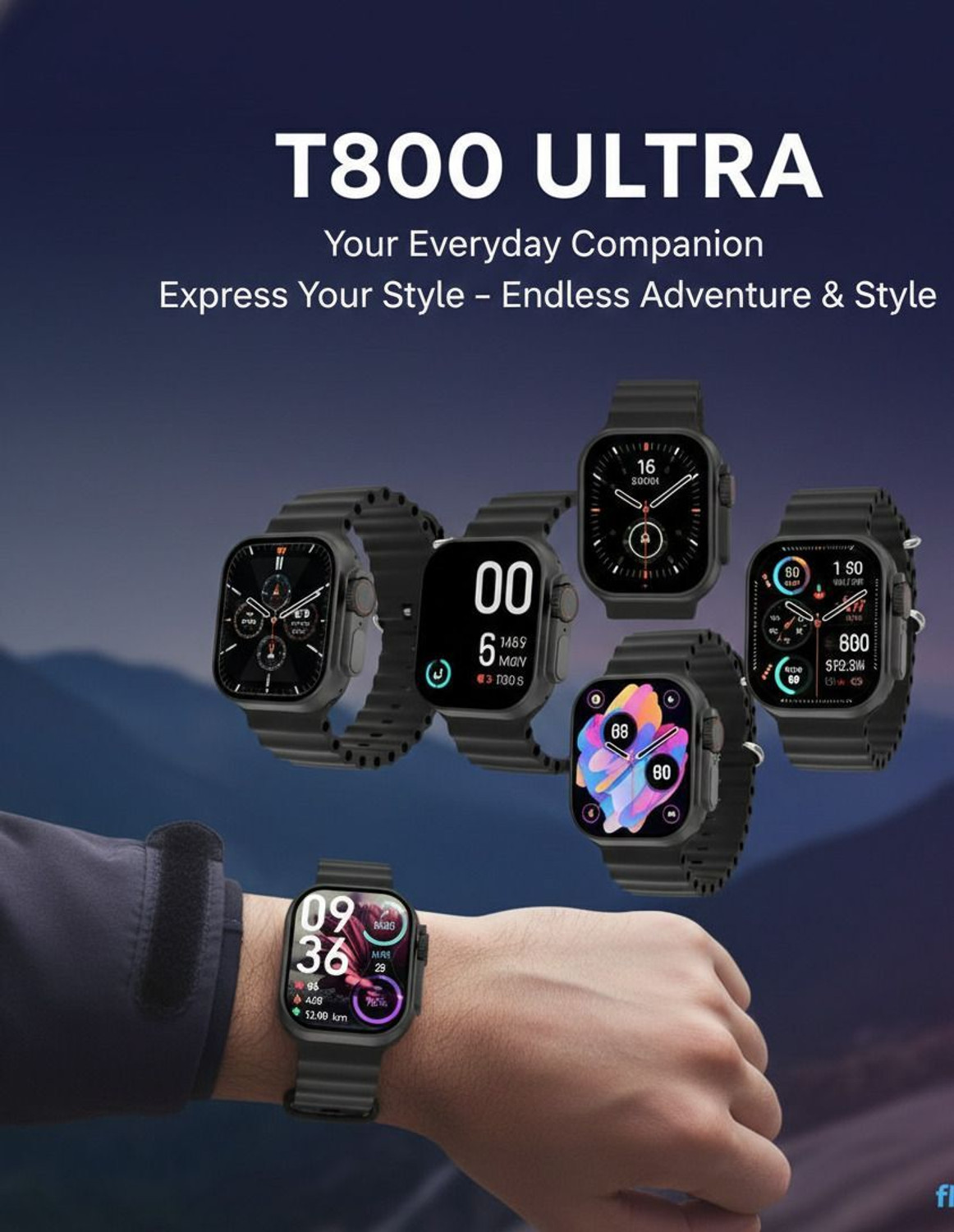Image of zora T800 Ultra IPS Display Smartwatch, 1.99 inch Screen, BT Calling, Sports (Black) Smartwatch