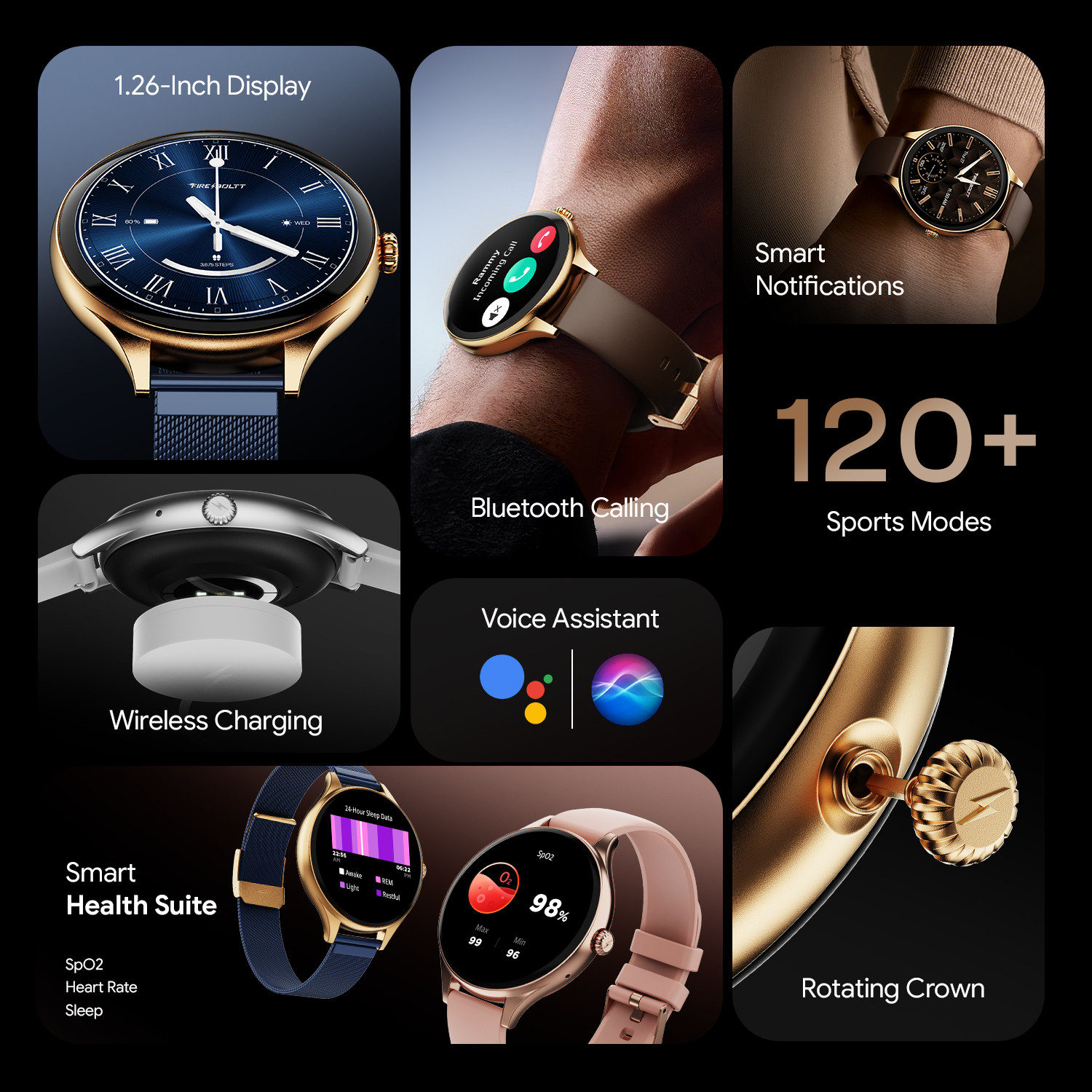 Image of Fire-Boltt Hurricane Air 1.26 Round Display Rotating Crown Metal Body Wireless Charging Smartwatch