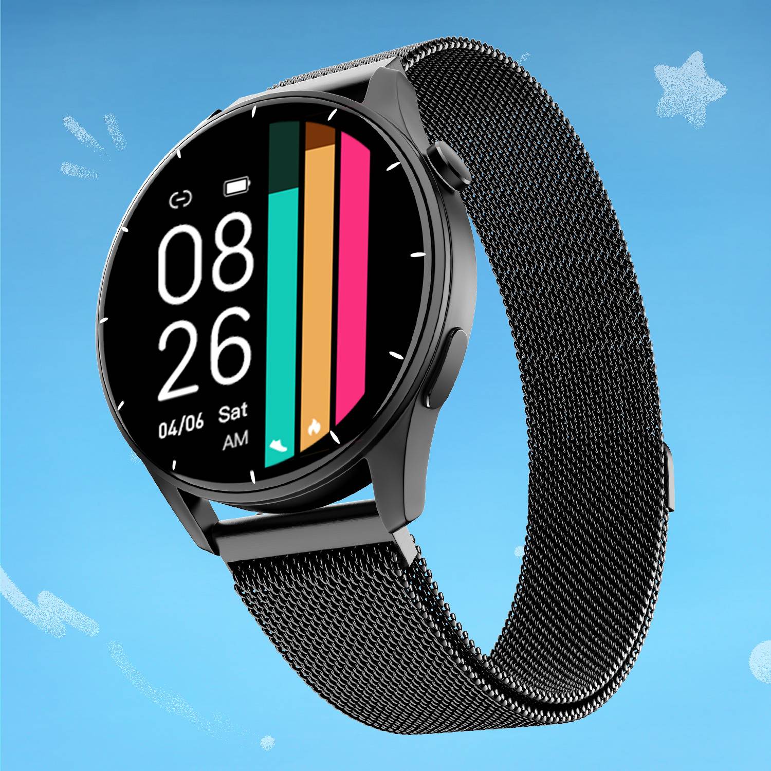 Noise Crew 1.38 Round Display with Bluetooth Calling, Metallic fi