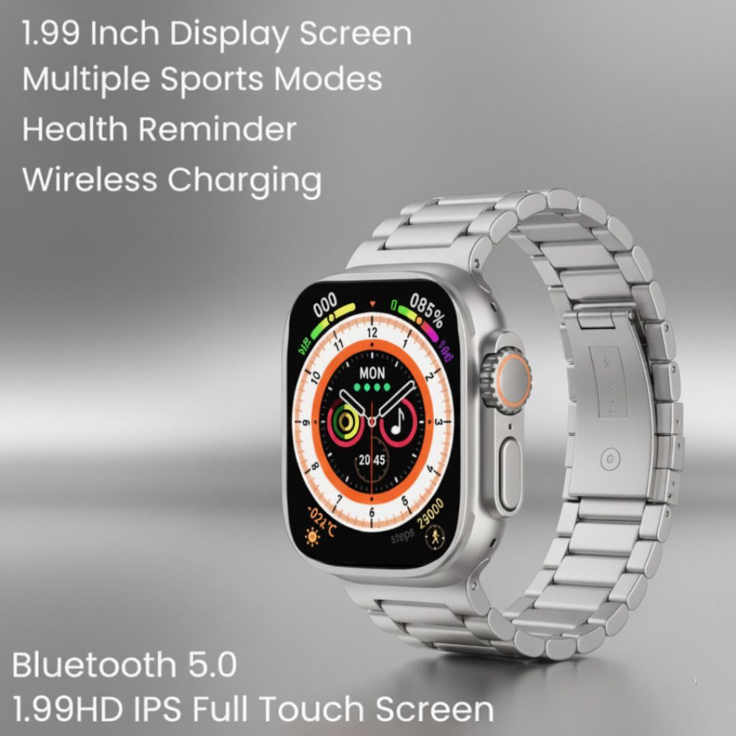 Image of Upakrt Bluetooth Calling Stainless Steel Silver Smartwatch for men & women Smartwatch Smartwatch