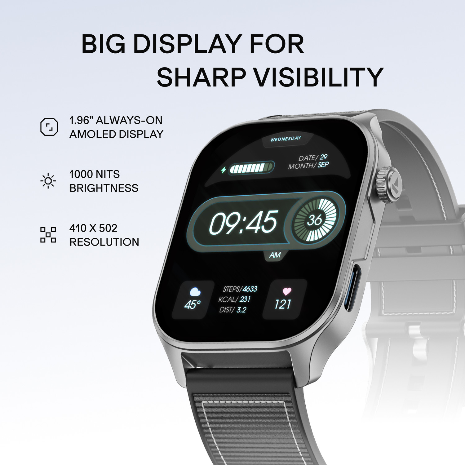 Image of boAt Ultima Vogue 2, Type-C , 1.96 inch AMOLED Display, 1000 nits, Metal body. Smartwatch