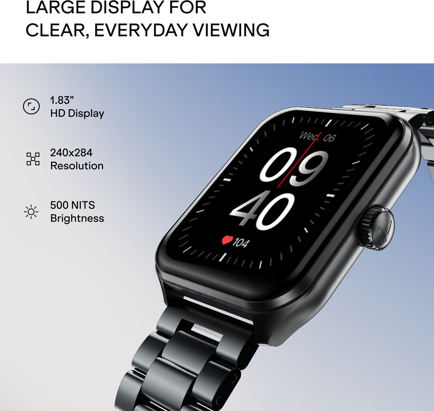 Image of boAt Wave Fury Pro w / 1.83'' HD Display, Metal Body, BT Calling & Functional Crown Smartwatch