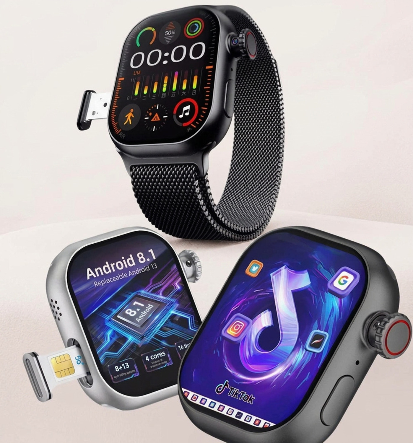 Image of SEHUB 4GB + 64GB HW S10 Call 5G Android Camera 3 Straps Smartwatch Smartwatch