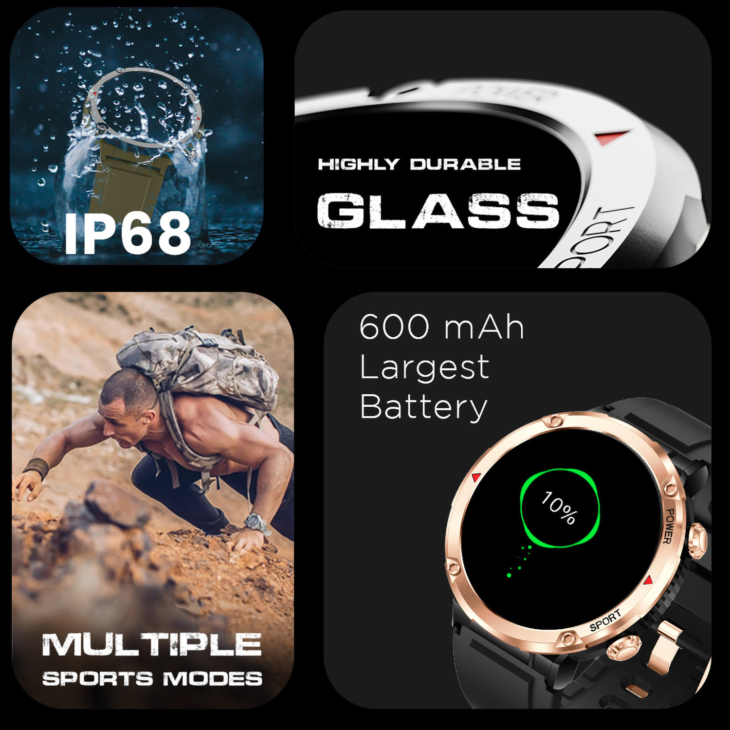 Image of Fire-Boltt Sphere 40.6mm (1.6) Sporty Rugged Smartwatch Metal Body Shock Proof, 600 mAh Smartwatch