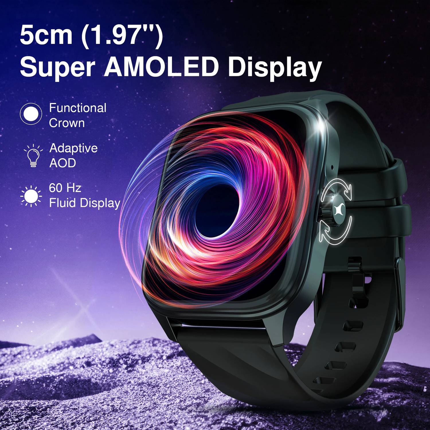 Fastrack Revoltt Pro 1.97'' Super AMOLED Display Smartwatch - Image 2